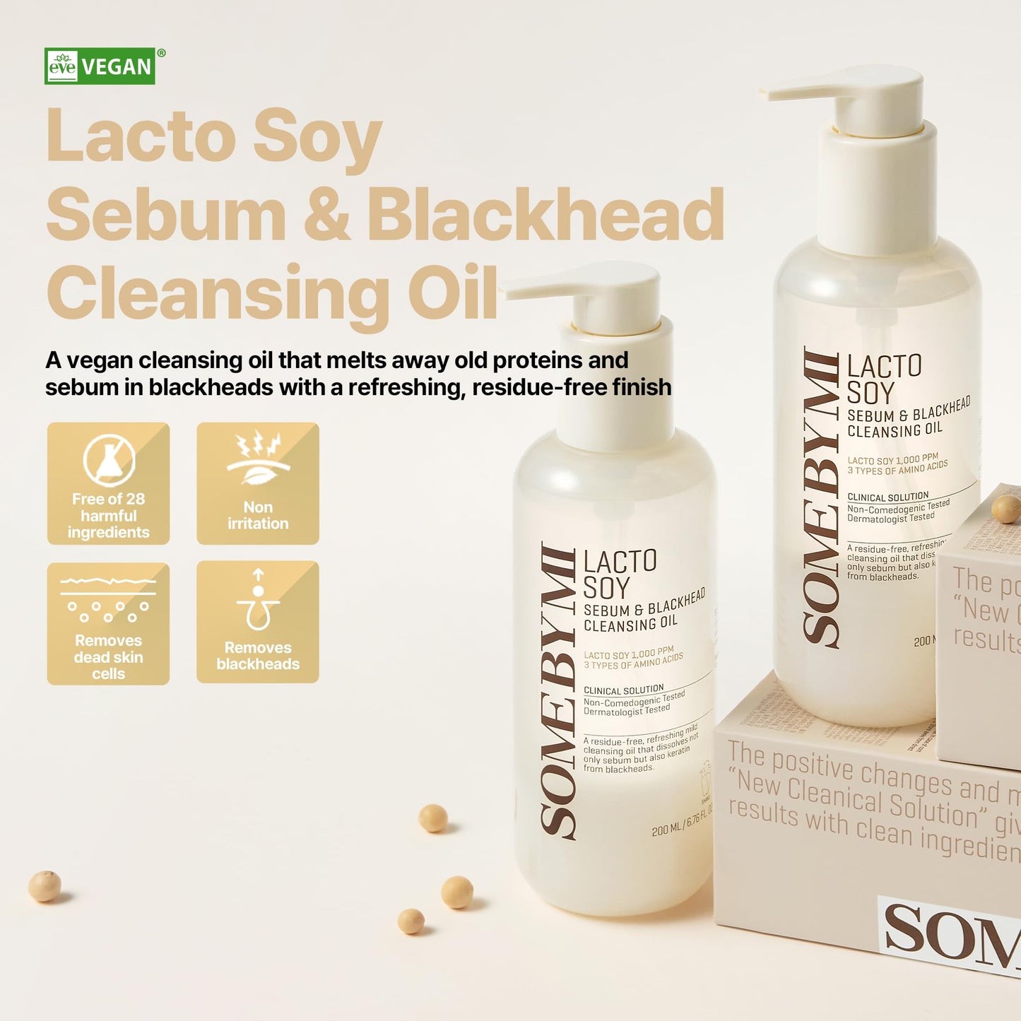 SOME BY MI Lacto Soy Sebum & Blackhead Cleansing Oil – 6.76oz, 200ml – Korean Vegan Makeup-Removing