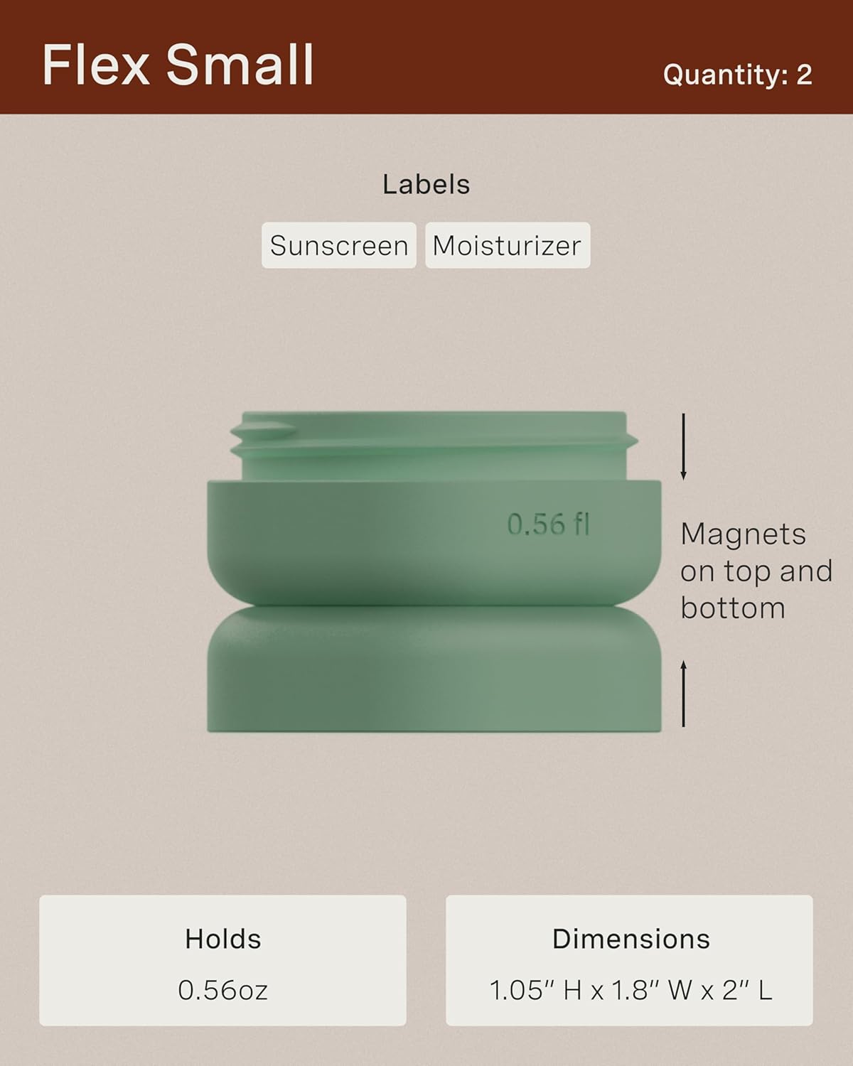 Cadence Travel Containers - Full Skincare Set - Magnetic Containers with Lids,Carry On Travel Essentials For Women/Men - 2 Small (0.56oz), 4 Medium Capsules (1.32oz), & Extender (1.43oz) - Pacific