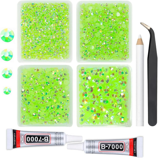 Peridot AB Resin Rhinestones w B7000 Jewelry Glue for Bedazzling Crafting 3mm 4mm 5mm 6mm Fresh