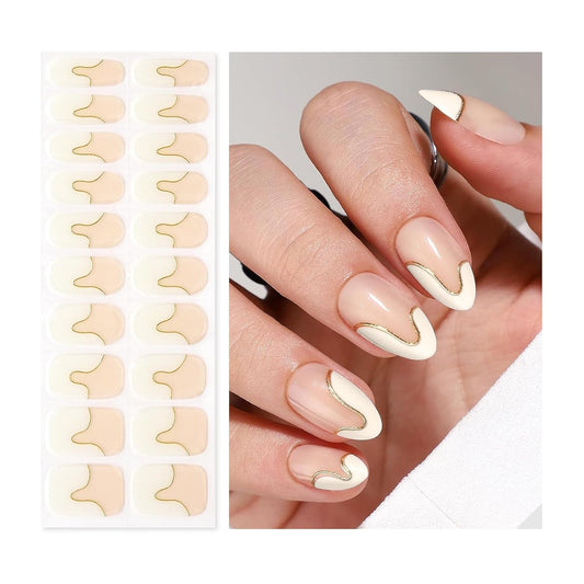 Semi Cured Gel Nail Strips | Built-In Gel Top Coat | UV Light Required | Salon Quality, Easy