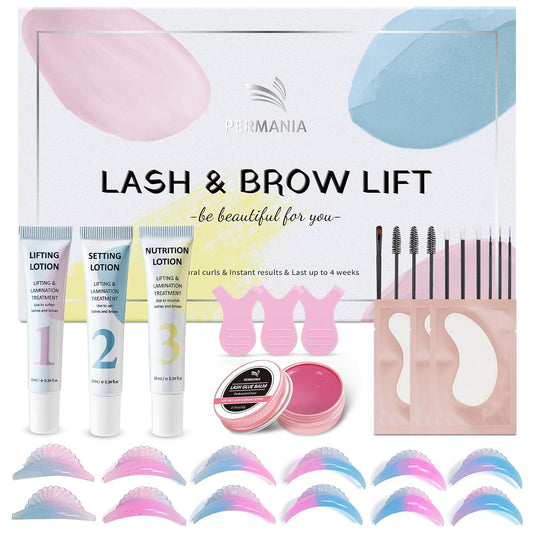 PERMANIA Korean Lash Lift Kit, Tube Design Easy to Apply Brow Lamination Kit, for Natural Results Instant Lifting & Curling with Detailed Instruction (with Glue Balm)