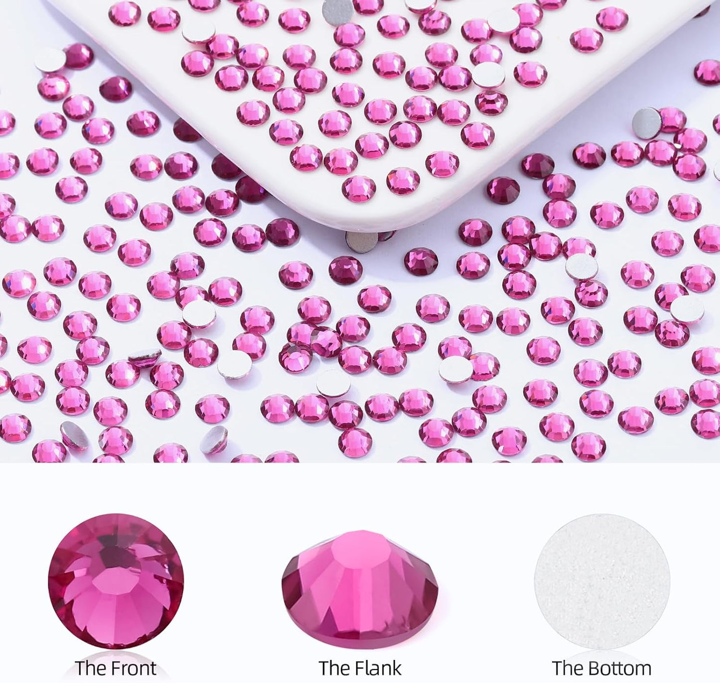 Fuchsia Flatback Rhinestones, Glass Rhinestones for Nail Art and Craft, Glue Fix, Loose Crystal Gemstones(Fuchsia, SS20, 1440pcs, 4.6-4.8mm)