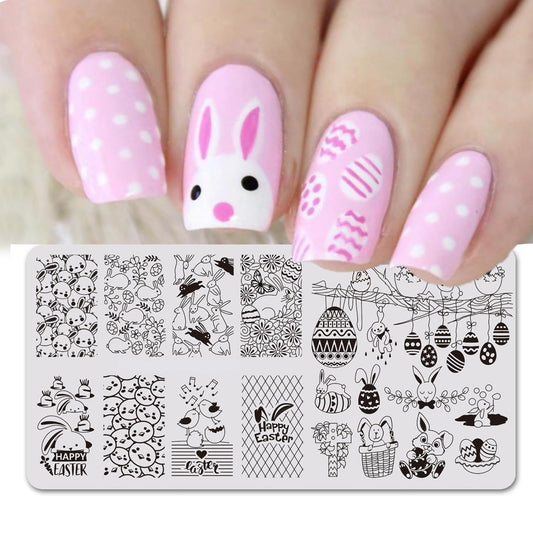 Easter Nail Stamping Plates Cute Bunny Nail Stamping Plate Chick Easter Eggs Designs Nail Art