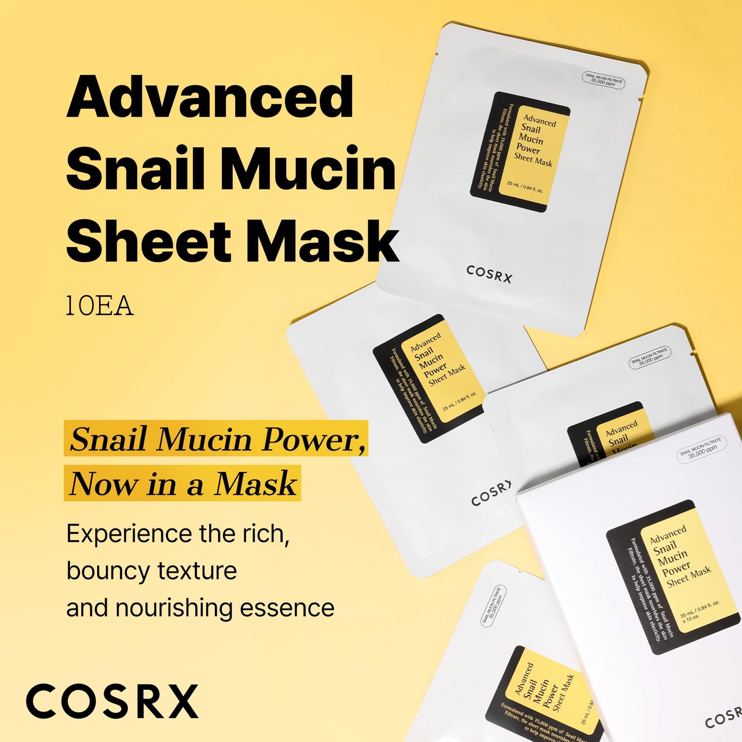 COSRX Snail Mucin Sheet Mask 10 EA with Snail Mucin Serum