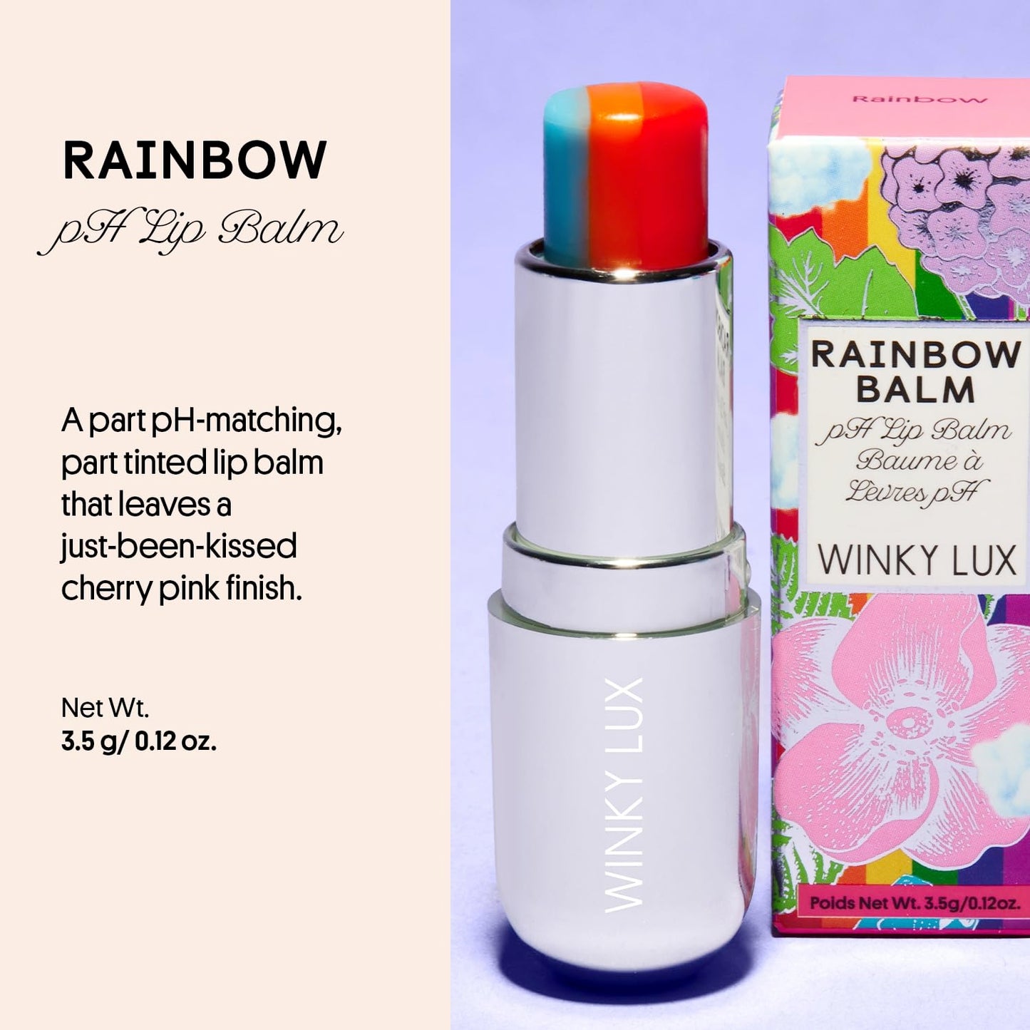 Winky Lux Rainbow Tri-Color Tinted Lip Balm – Hydrating Lip Care with Jojoba Oil & Vitamin E, Sheer Pink Tint, Moisturizes and Softens Dry Lips