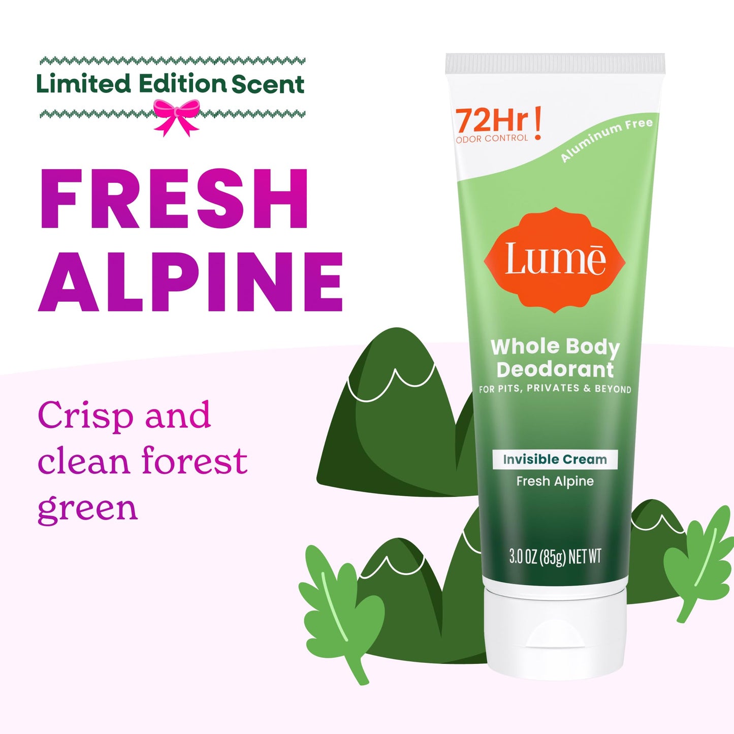 Lume Whole Body Deodorant - Cream Tube - 3 oz (Fresh Alpine)