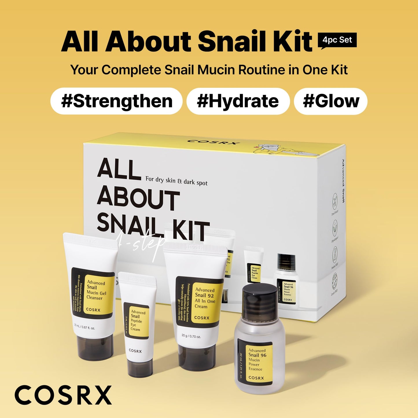 COSRX All About Snail Mucin Korean Skin Care Set, Mini Travel Essentials