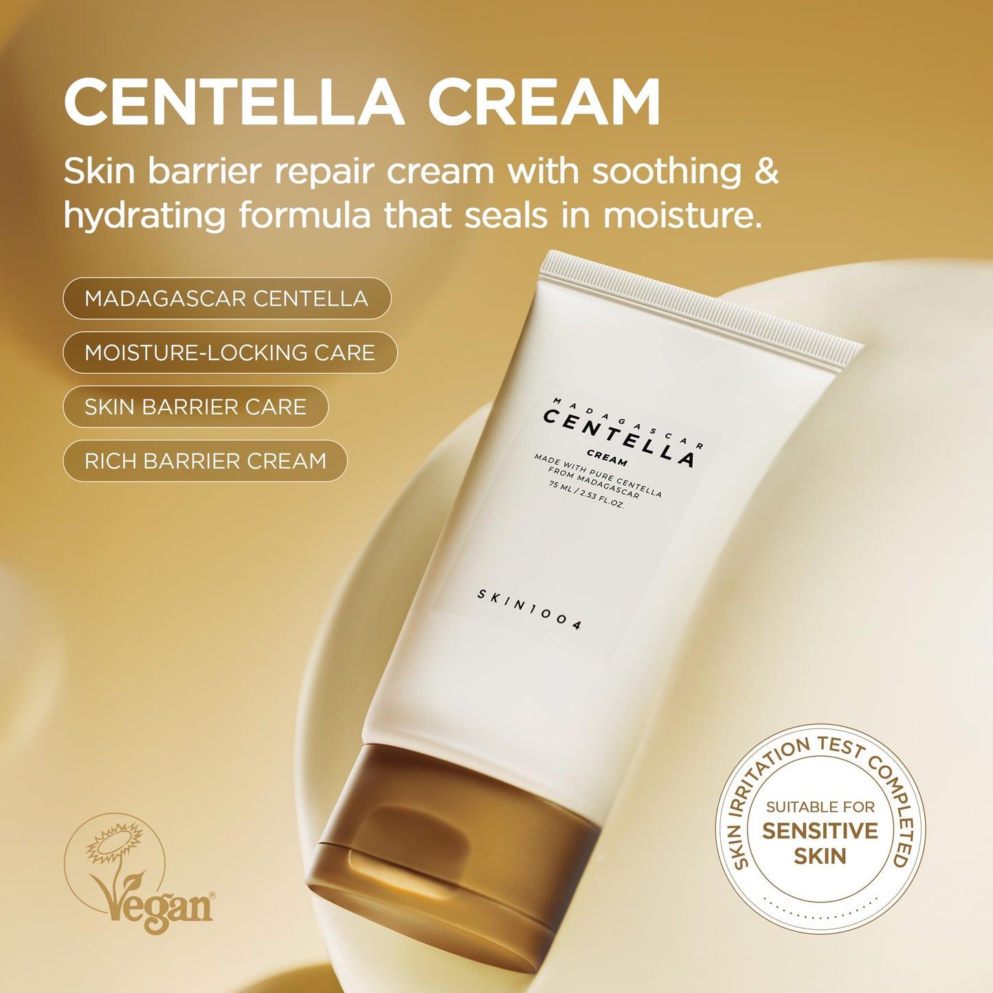 SKIN1004 Madagascar Centella Cream, Korean Face Moisturiser with Centella Asiatica, Face Cream with