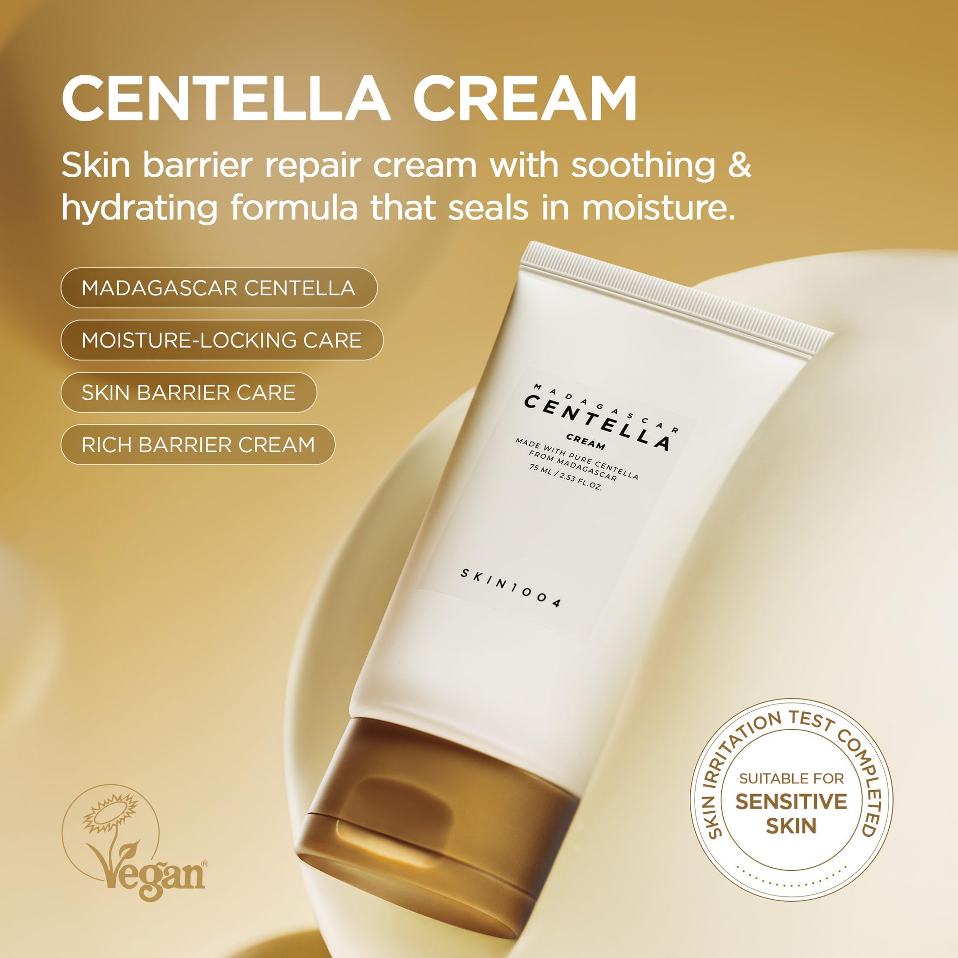 SKIN1004 Madagascar Centella Cream, Korean Face Moisturiser with Centella Asiatica, Face Cream with