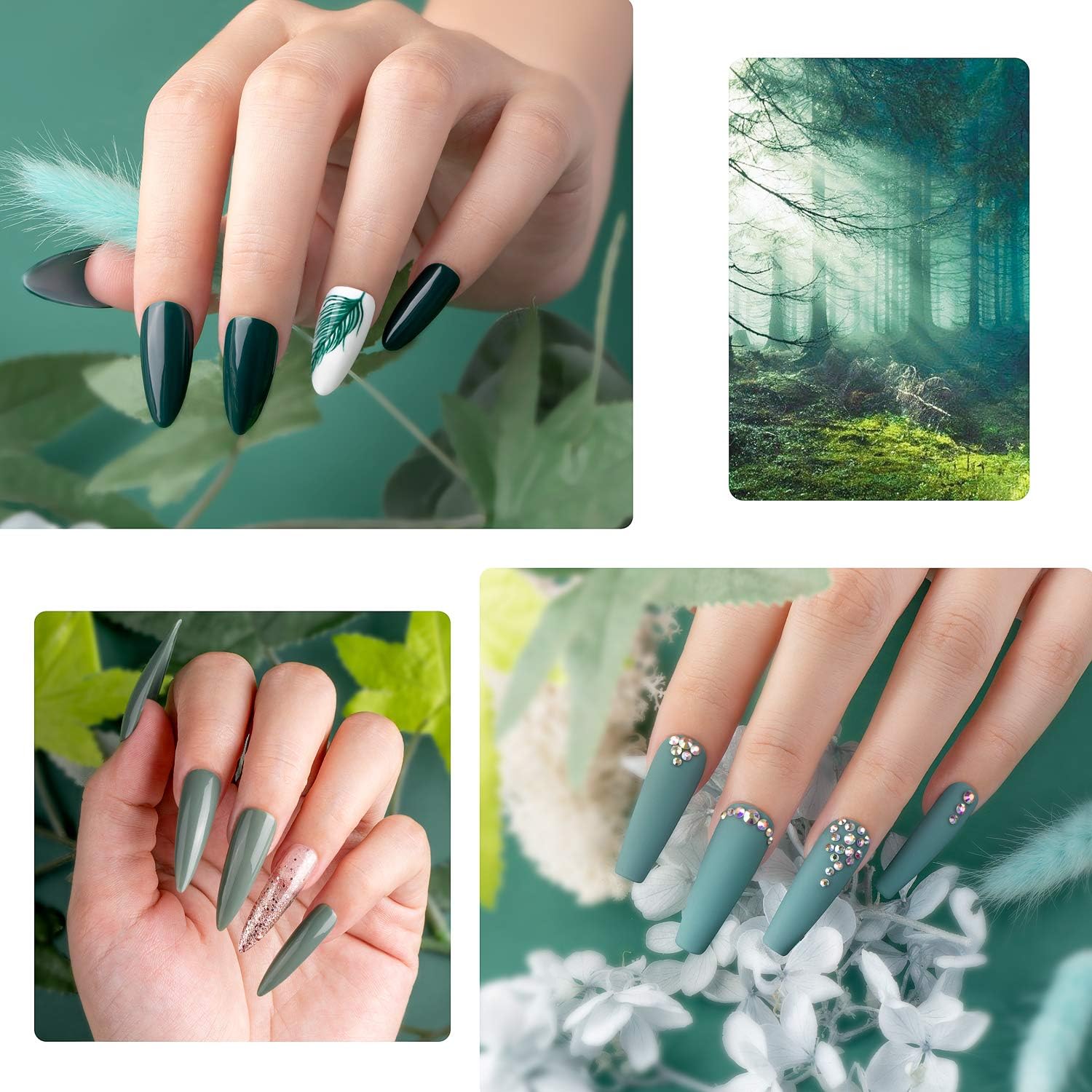 Beetles Green Gel Polish Set, 6 Colors Misty Forest Collection