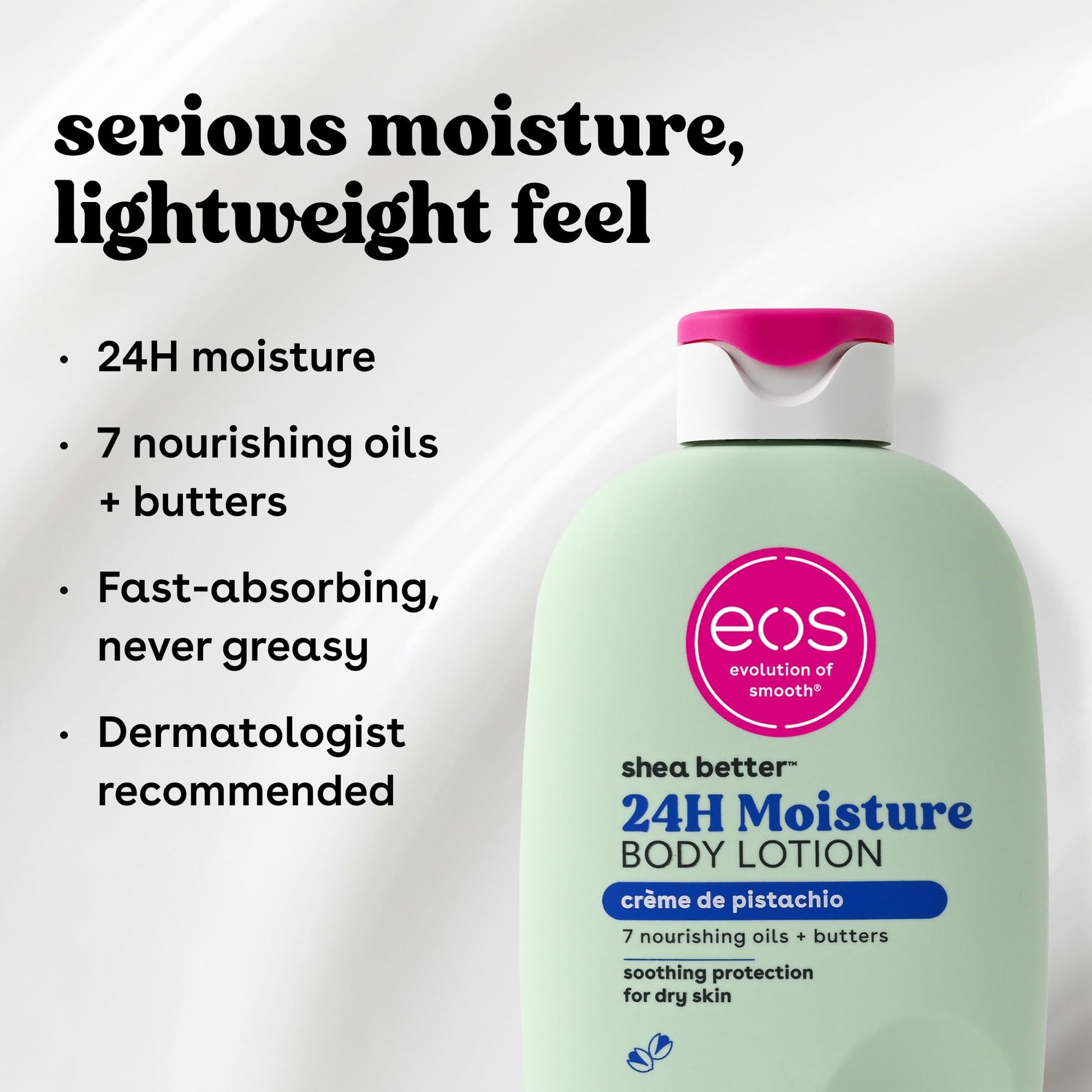 eos Shea Better Body Lotion- Crème de Pistachio, 24-Hour Moisture Skin Care, Lightweight &