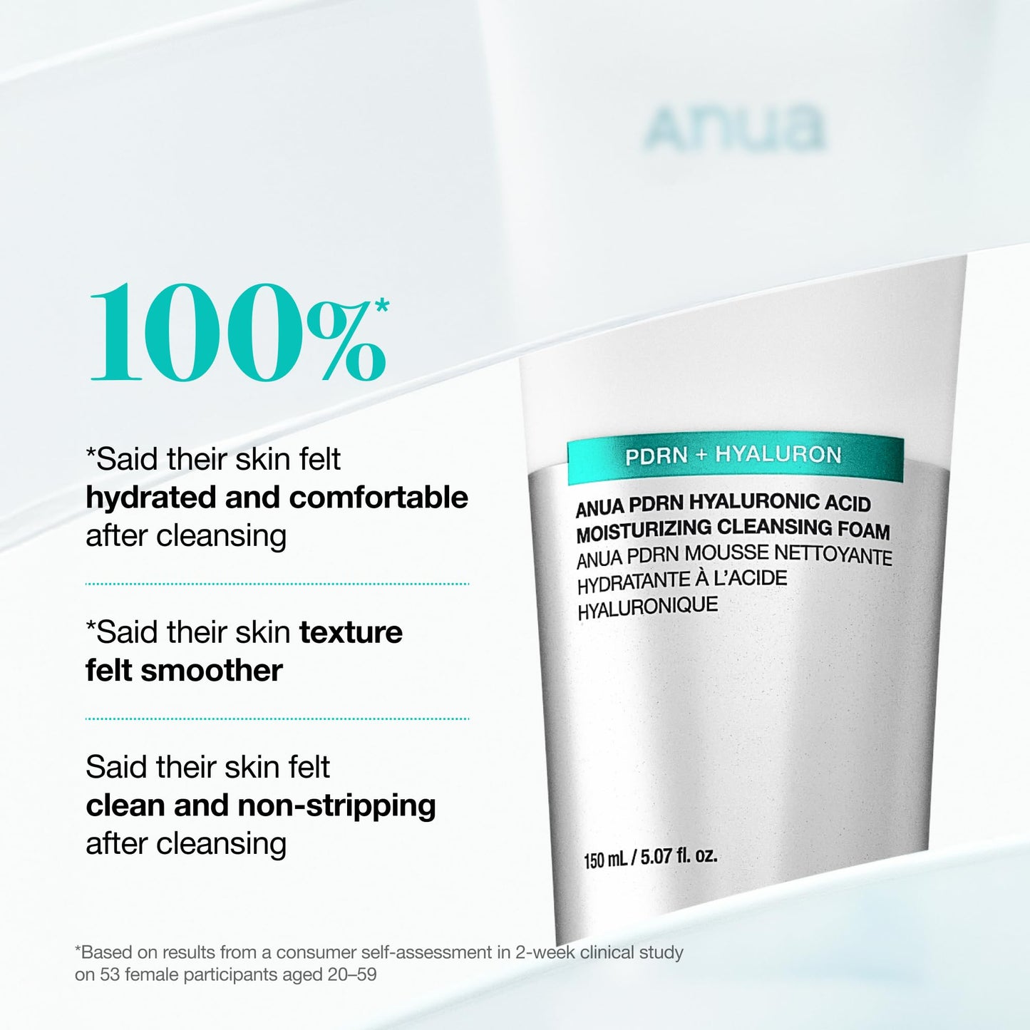 Anua PDRN Hyaluronic Acid Moisturizing Cleansing Foam, Daily Gentle Face Wash for Dry Skin, Salmon