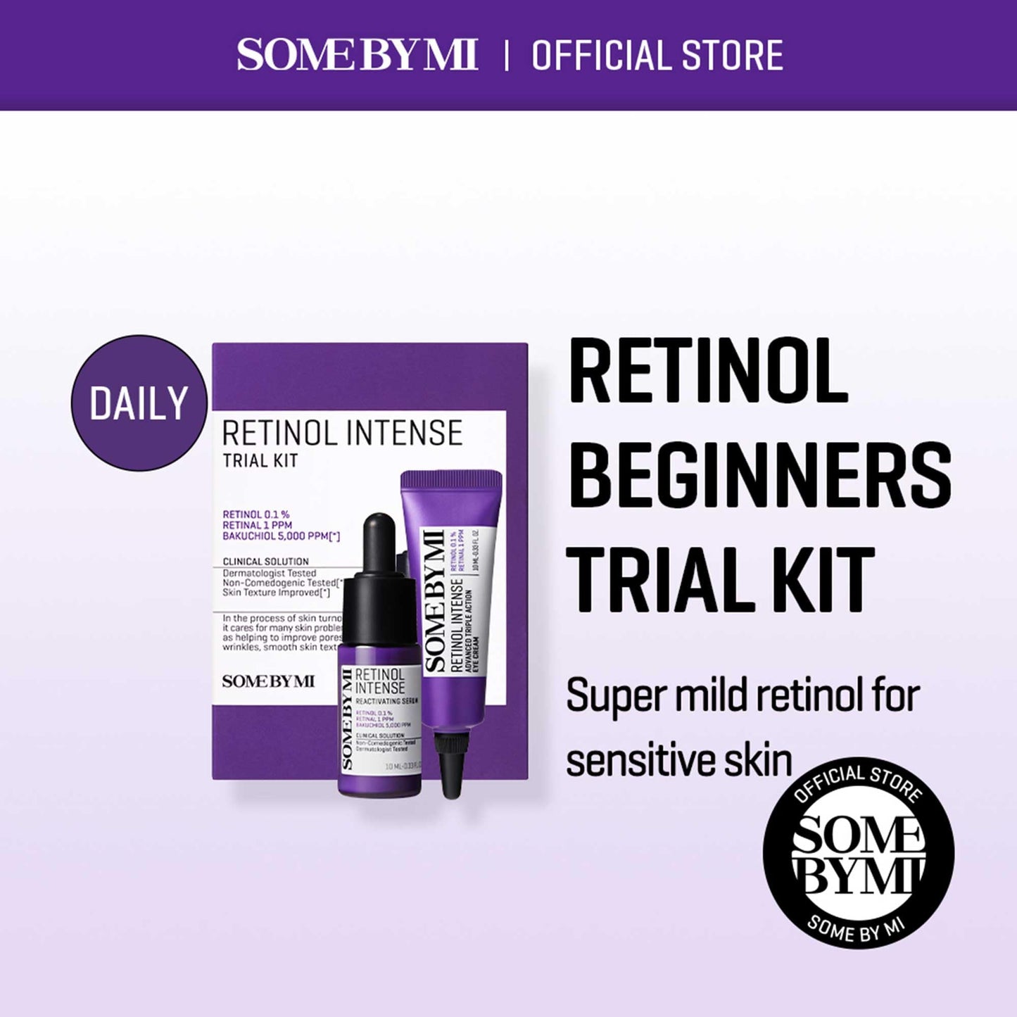 SOME BY MI Retinol Intense Trial Kit - Serum and Eye Cream, 0.33Oz - Mild Korean 0.1% Retinol Face