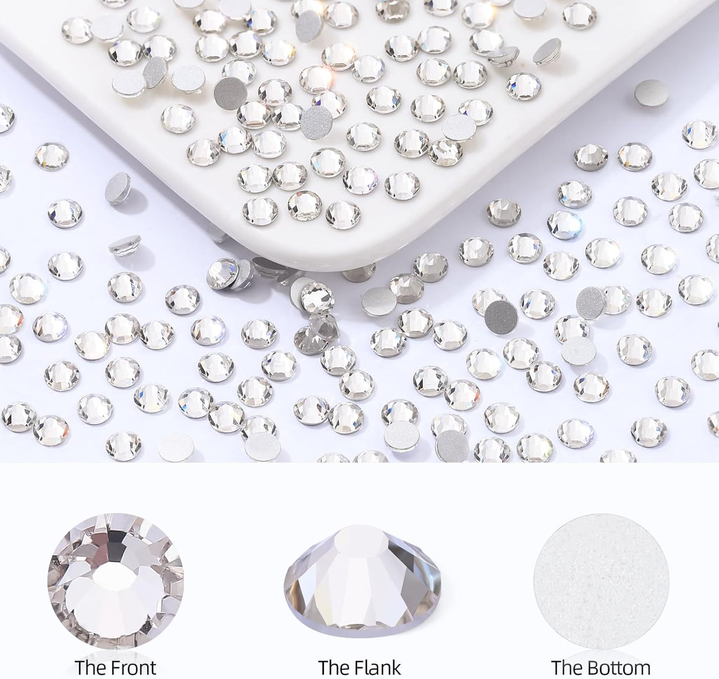 Crystal Clear Flatback Rhinestones, Glass Rhinestones for Nail Art and Craft, Glue Fix, Loose Crystal Gemstones(Crystal, SS20, 2880pcs, 4.6-4.8mm)