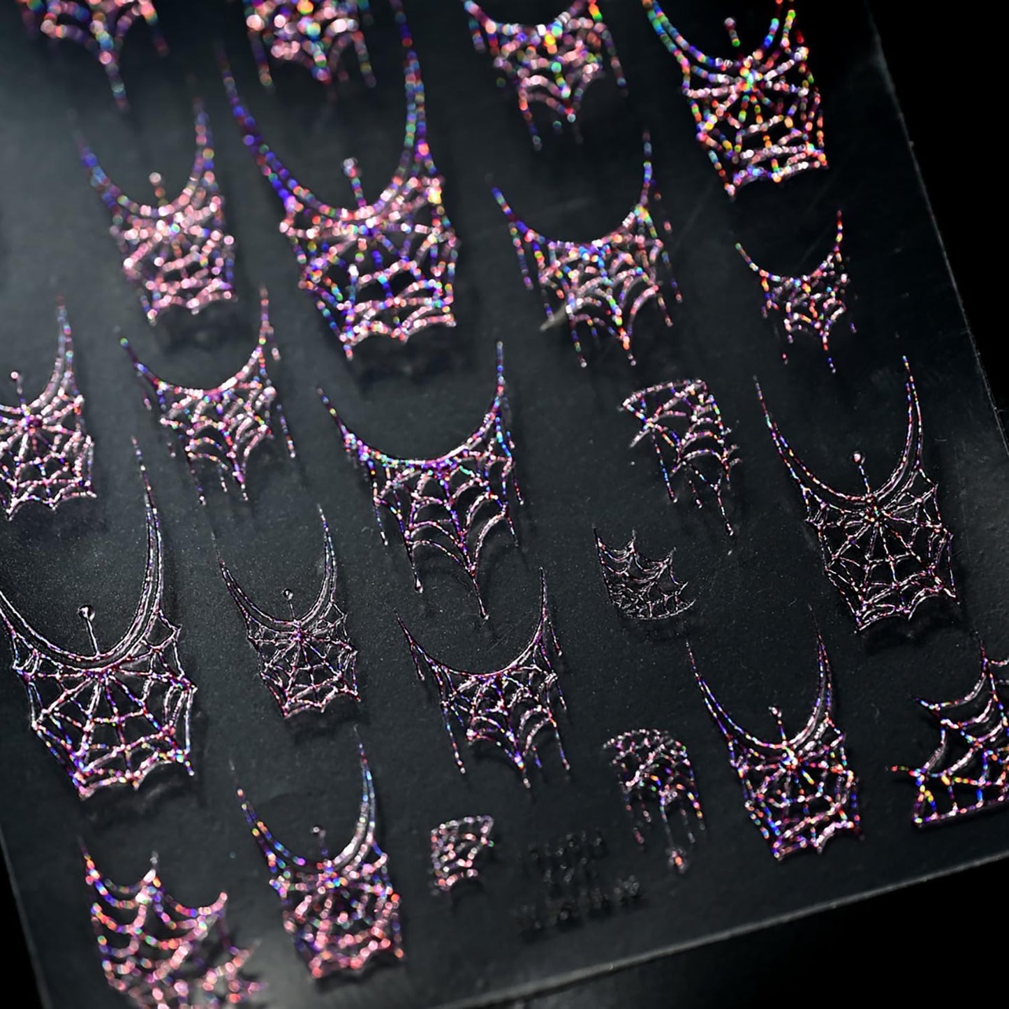 1 Sheets Halloween Nail Stickers for Nail Art 5D Self-Adhesive Embossed Spider Web Nail Art Stickers with Glitter Pink Spider Web Nail Decals Halloween Nail Design Sticker for Women DIY Manicure