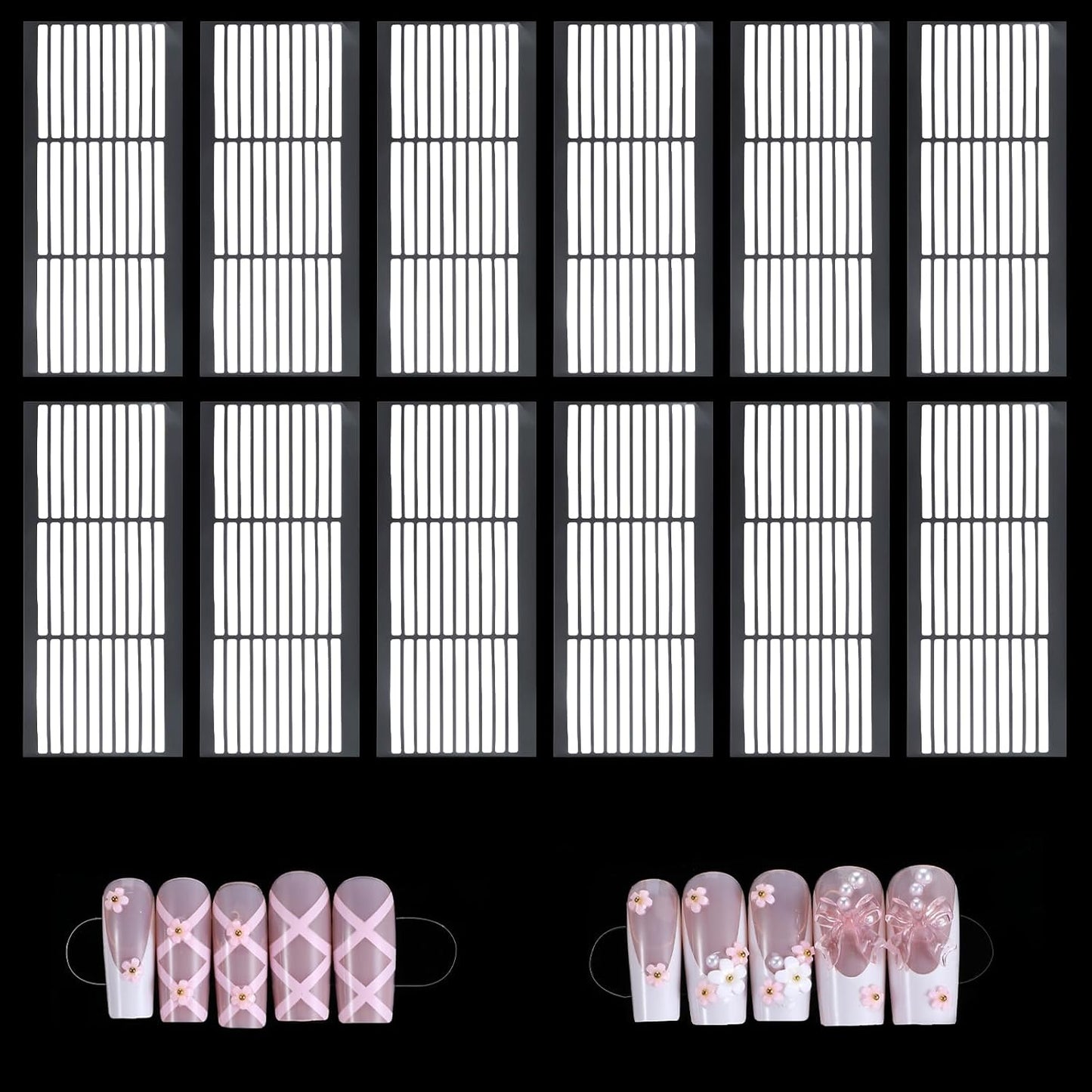 360 PCS Double Sided Tape for Nails, 12 Sheets Double Sided Press on Nail Tape, Nail Tape for Nail Art, Double Sided Nail Display Strip for Nail Packaging Nail Storage Nail Display Nail Salon Supplies