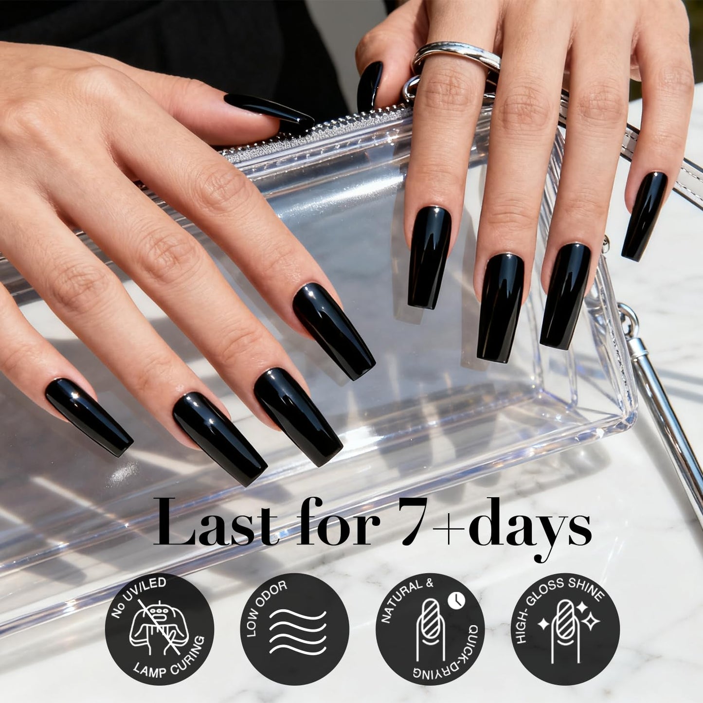 AZUREBEAUTY Nail Polish,Black Quick Dry Complete Natural Super Lustrous,Professional for DIY Manicure and Pedicure at Home