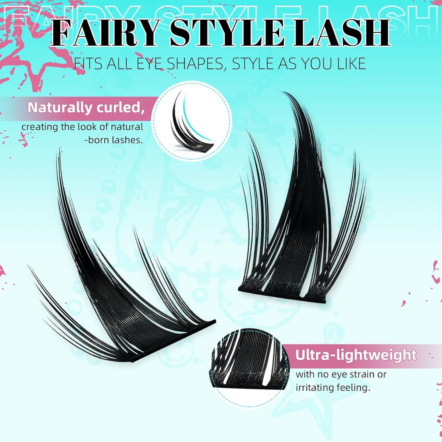 Lash Clusters 160PCS Fairy Eyelash Clusters with Manga Eyelashes Wide Stem Cluster Eyelash Extensions Natural Individual Lashes Cluster for Beginner Use at Home(Lily,C-Mix10-18mm)