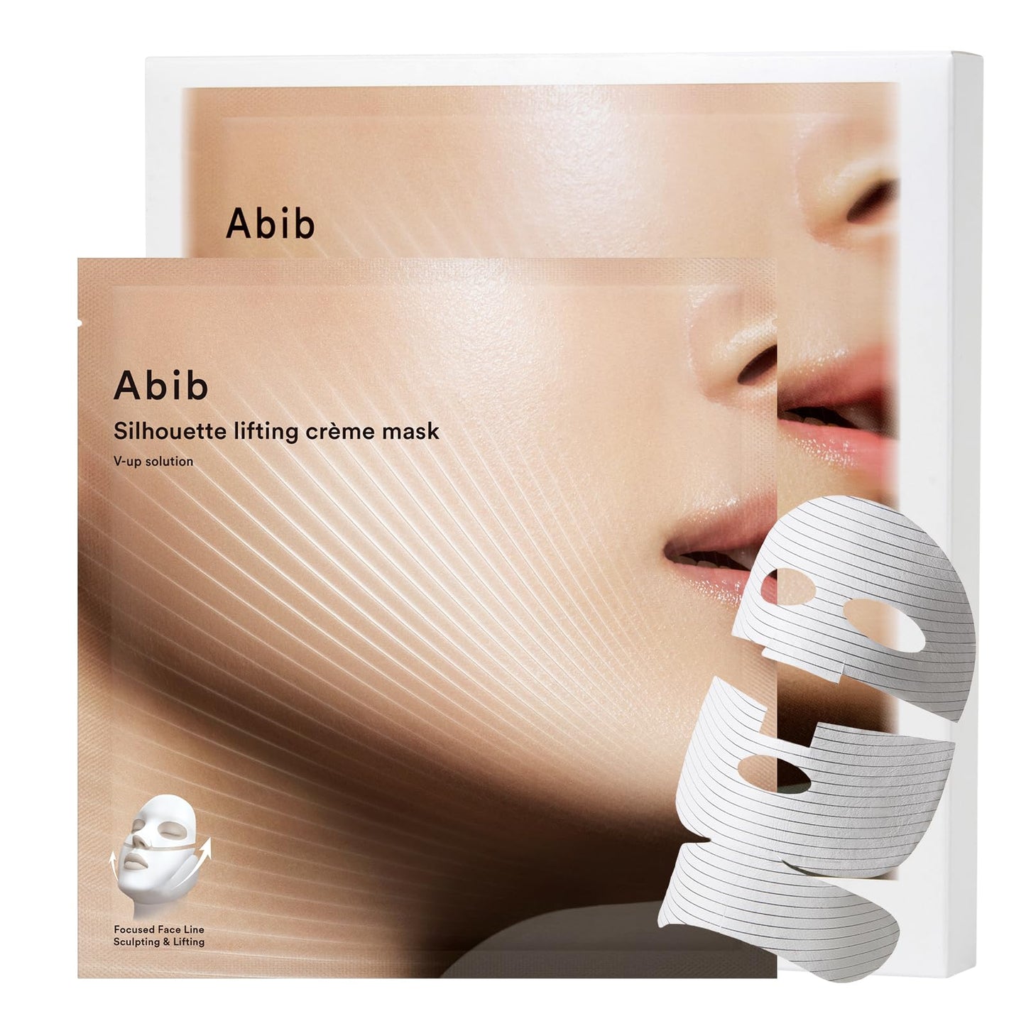 Abib Silhouette Lifting Cream Mask V-up Solution (4 sheets) with PLGA-Peptide, Jawline Double Chin