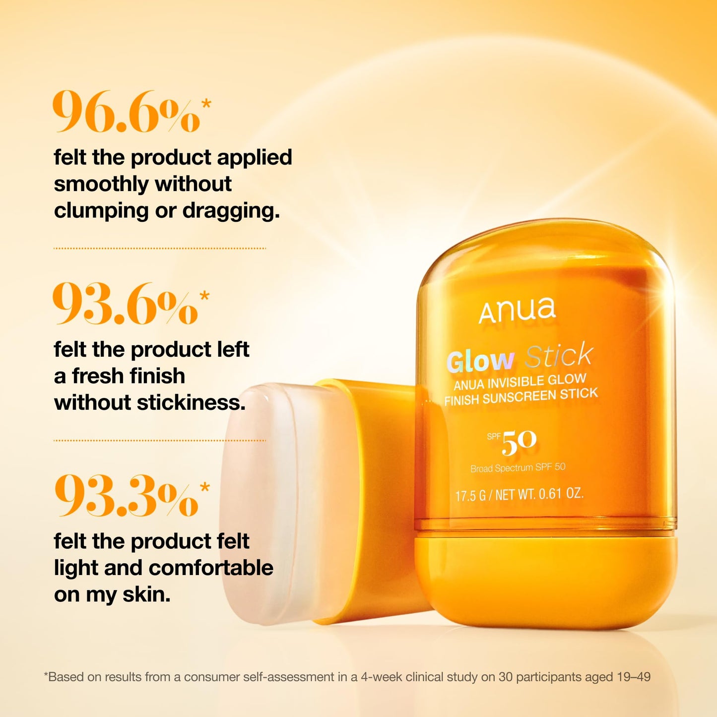 Anua Invisible Glow Sun Stick, SPF 50, Broad Spectrum UV Protection, Lightweight Sheer Finish for