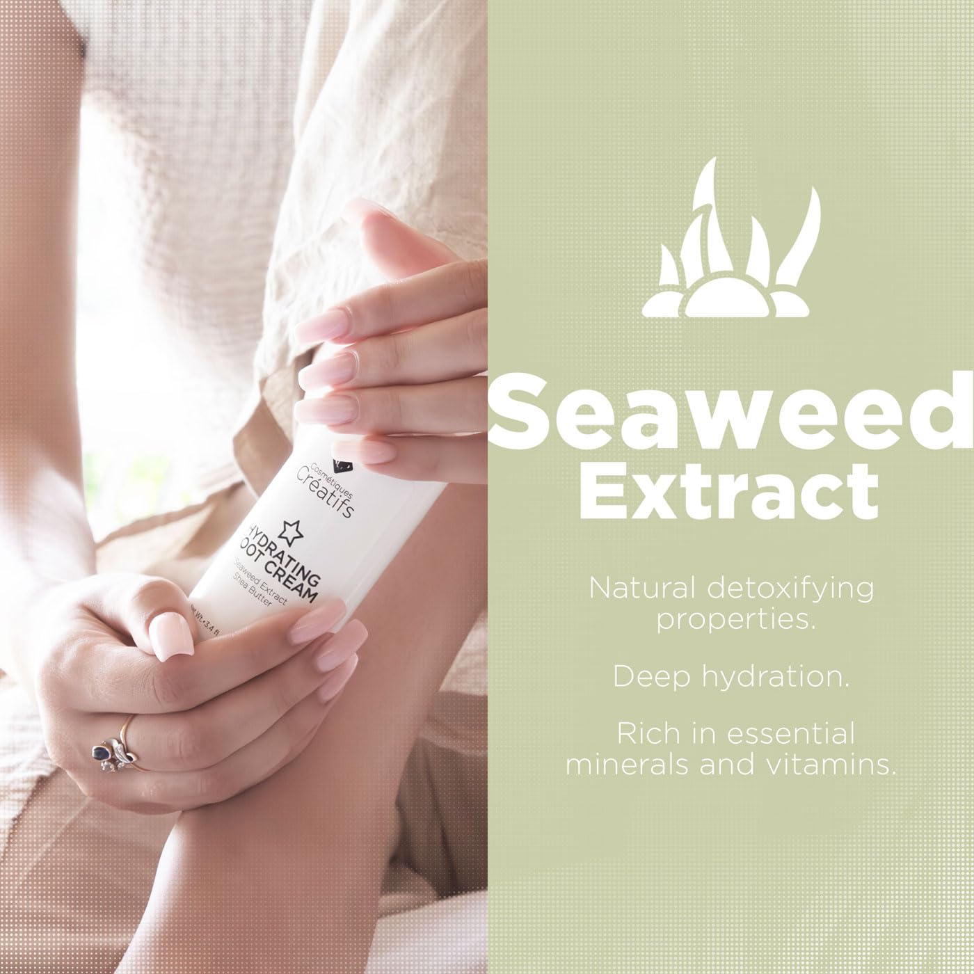 Hydrating Foot Cream for Dry Cracked Heels and Feet, 3.4 fl. oz., Deep Moisturizing Seaweed Extract and Shea Butter, Restores Soft Supple Skin