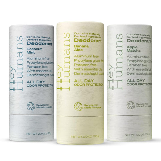 Hey Humans Deodorant, Aluminum Free Deodorant for Women and Men, Contains Naturally Derived Ingredients, All Day Odor Control, Refreshing Deodorant Essential Oils, Variety Pack