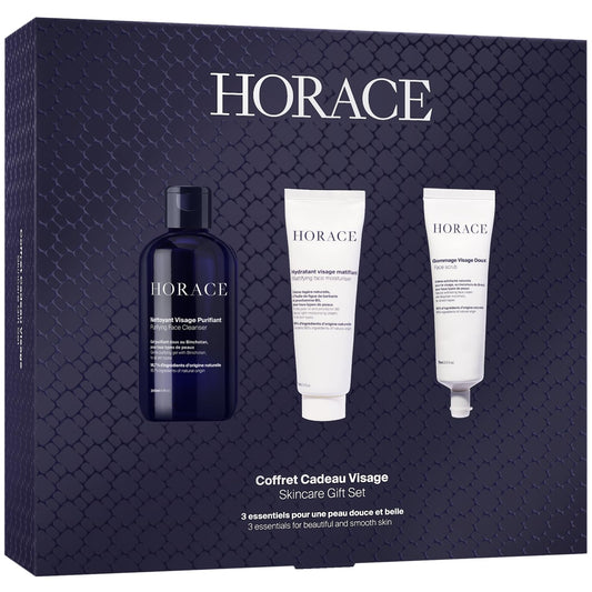 HORACE Gift Set with Purifying Face Cleanser, Gentle Face Scrub, and Mattifying Face Moisturizer - Skincare Set for Cleansing and Hydrating