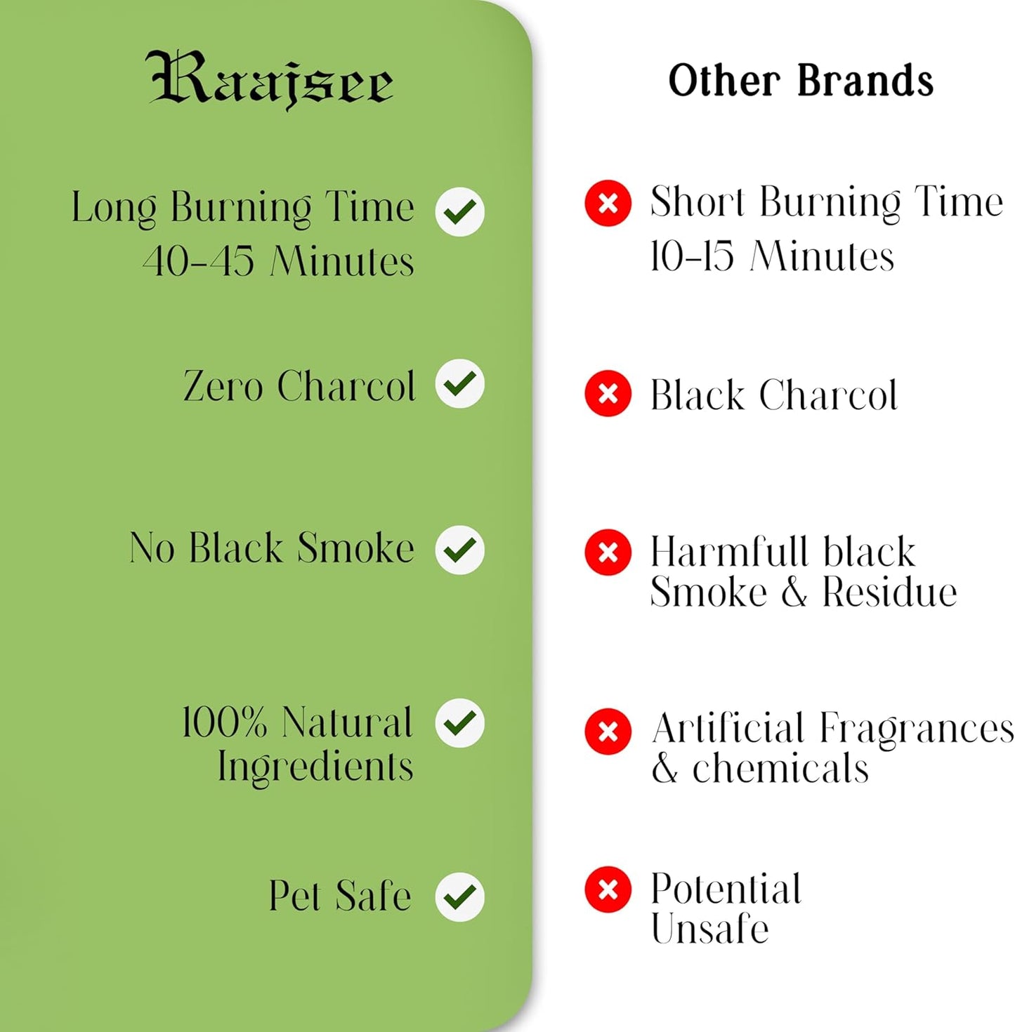 Raajsee Natural Incense Sticks with Inscent Holder, Pack of 6 Organic Insence-Sticks, 120 Incent Sticks, No Black Smoke,Witchy Gifts, Balsam & Cedar, Sandalwood, Apple Oak, Ylang Ylang, Vanilla