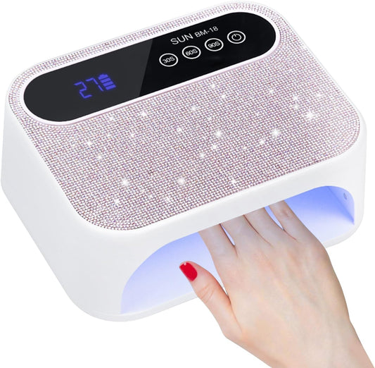 Cordless UV Nail Lamp, 268W Rechargeable UV Gel Nail Light, Sparkling Rhinestones Diamond UV Light