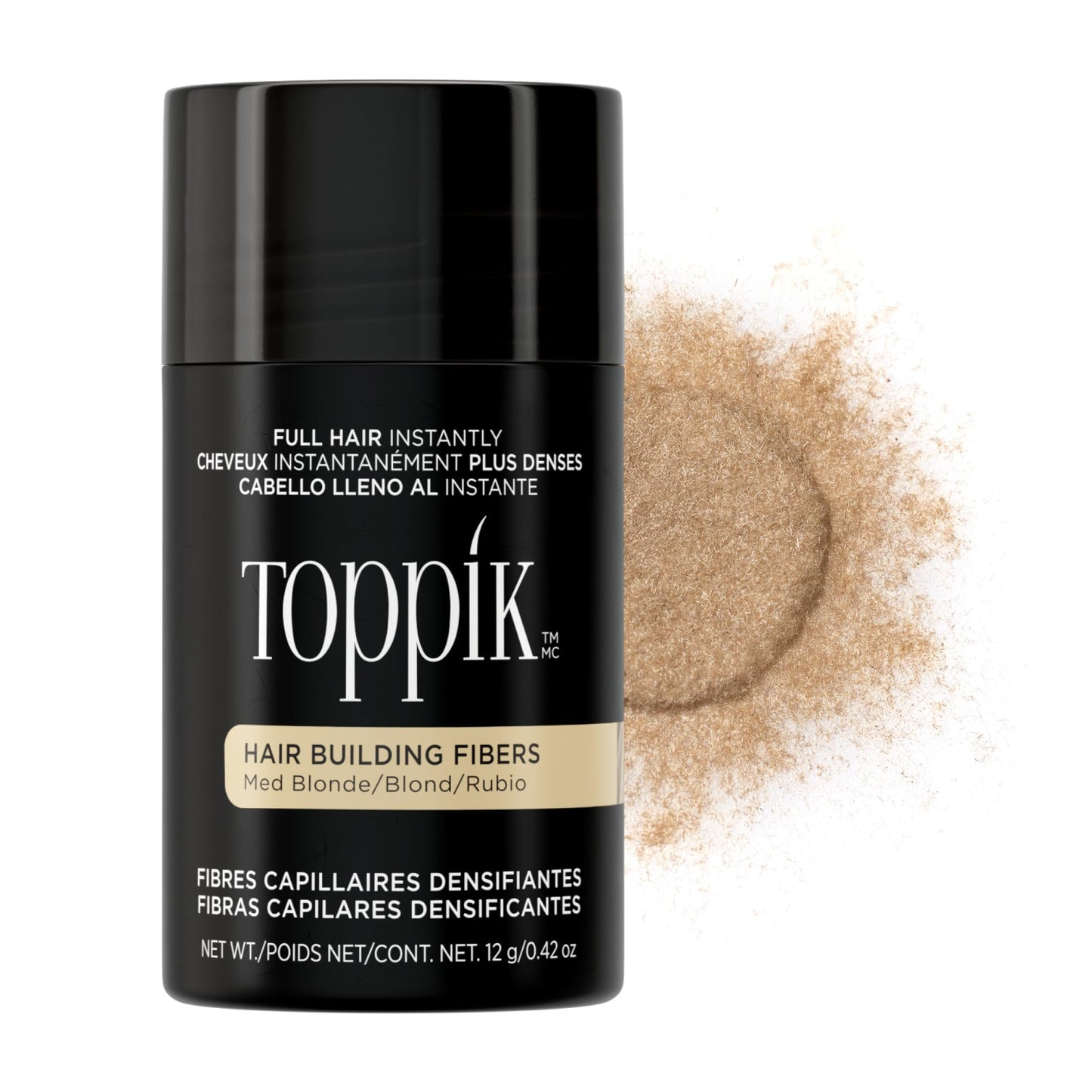 Toppik Hair Building Fibers, Medium Blonde, 12g Fill In Fine or Thinning Hair, Instantly Thicker