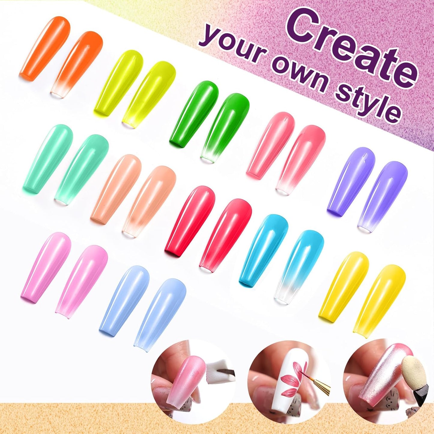 Gradient Painting Gel, 12 Colors Ombre Gel Nail Polish with 100Pcs Nail Sponges &Tweezers for Pigment Pat Aura Nails French Manicure Soak Off UV Long-lasting Set Palette Chroma Carnival