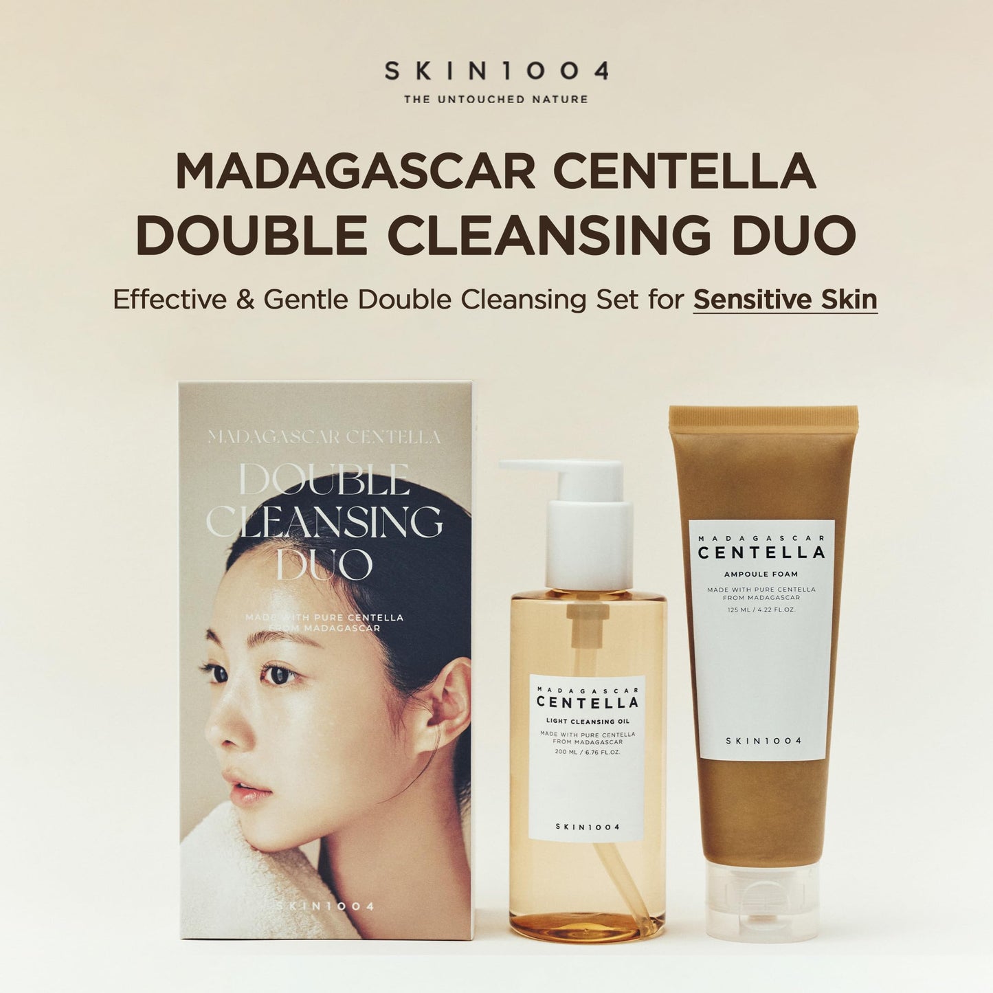 SKIN1004 Centella Double Cleansing Duo, Cleansing Oil 6.76 fl.oz & Ampoule Foam Cleanser 4.23