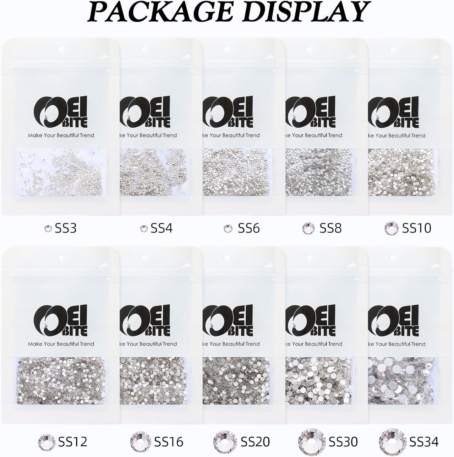 Crystal Clear Flatback Rhinestones, Glass Rhinestones for Nail Art and Craft, Glue Fix, Loose Crystal Gemstones(Crystal, SS34, 288pcs, 7.1-7.3mm)