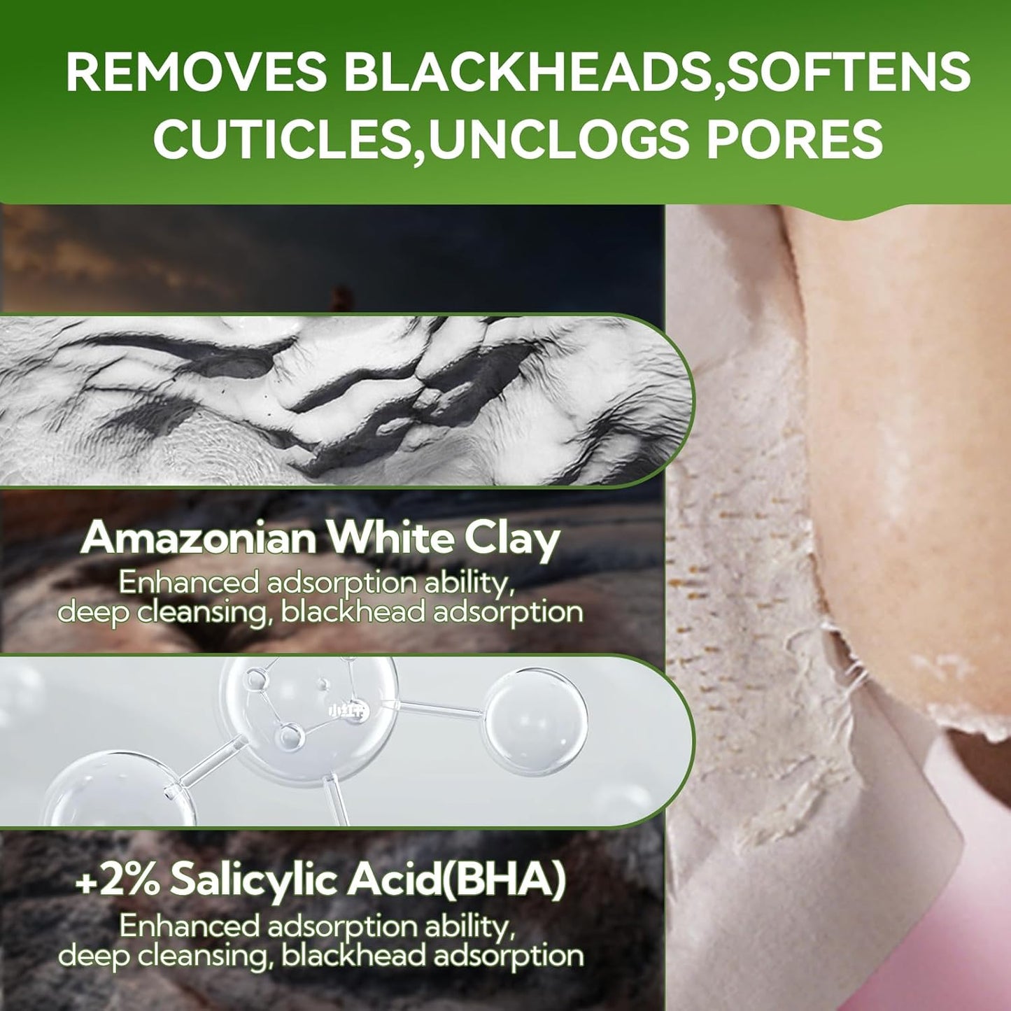 LANBENA 2.0 Blackhead Remover, Nose Plants Pore Strips Deep Cleansing Peel off Mask with Salicylic Acid, Amazonian White Clay, 60Pcs Nose Strips Black Heads Remover from Face