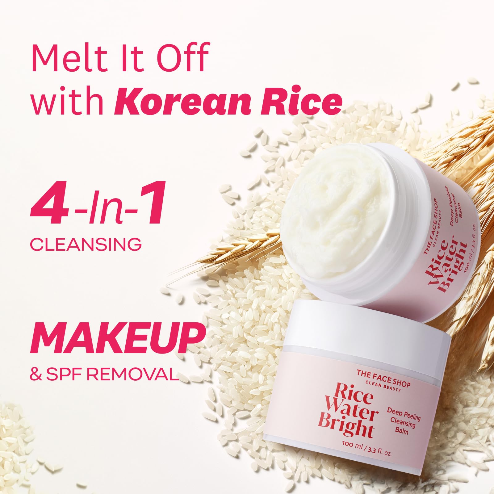 The Face Shop Rice Water Bright Cleansing Balm, Makeup Remover, 3.3 fl oz