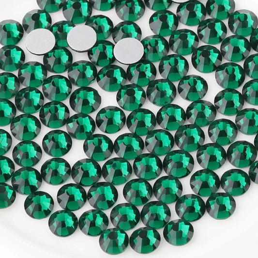 Beadsland 144pcs Flat Back Crystal Rhinestones Round Gems for Nail Art and Craft Glue Fix, Emerald
