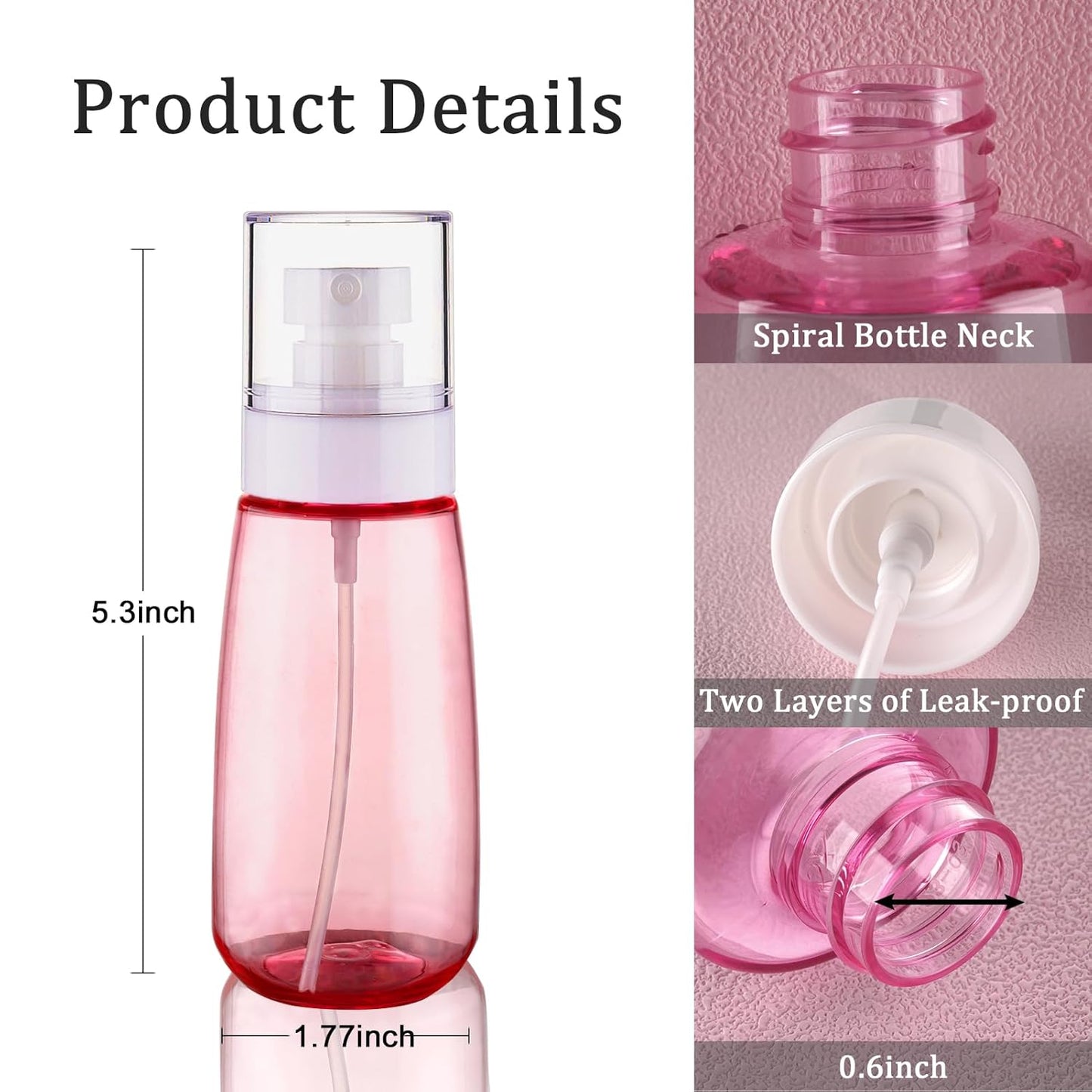 Cosywell Fine Mist Spray Bottles TSA Approved 3.4oz 100ml 8 Pack Leak Proof Travel Spray Bottle Empty Small Spray Bottles for Perfume Essential Oils Toners Rose Water Cosmetics （8PCS-4Colors）