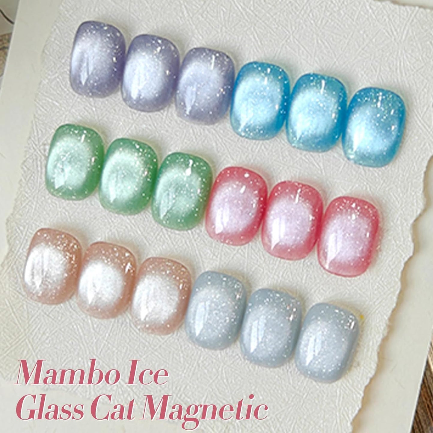 Born Pretty Magnetic Gel Nail Polish Pastel Cat Magnetic Eye Gel Polish Glitter Shimmer Auroras Magnetic Gel Nail Art Manicure Kit 6PCS