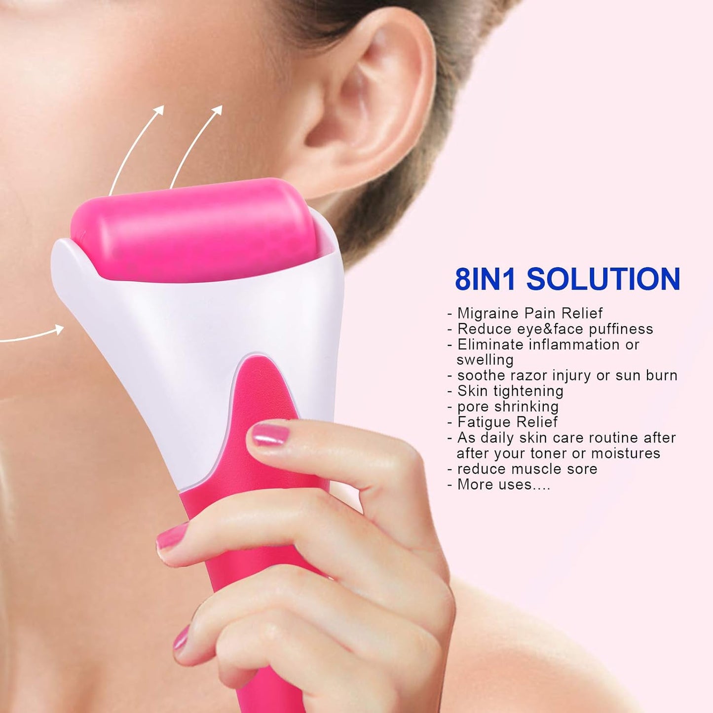 Teenitor Ice Roller, Cold Therapy for Face & Eye Puffiness Relief, Reduce Inflammation, Swelling, and Pain, Mint Scent, Red