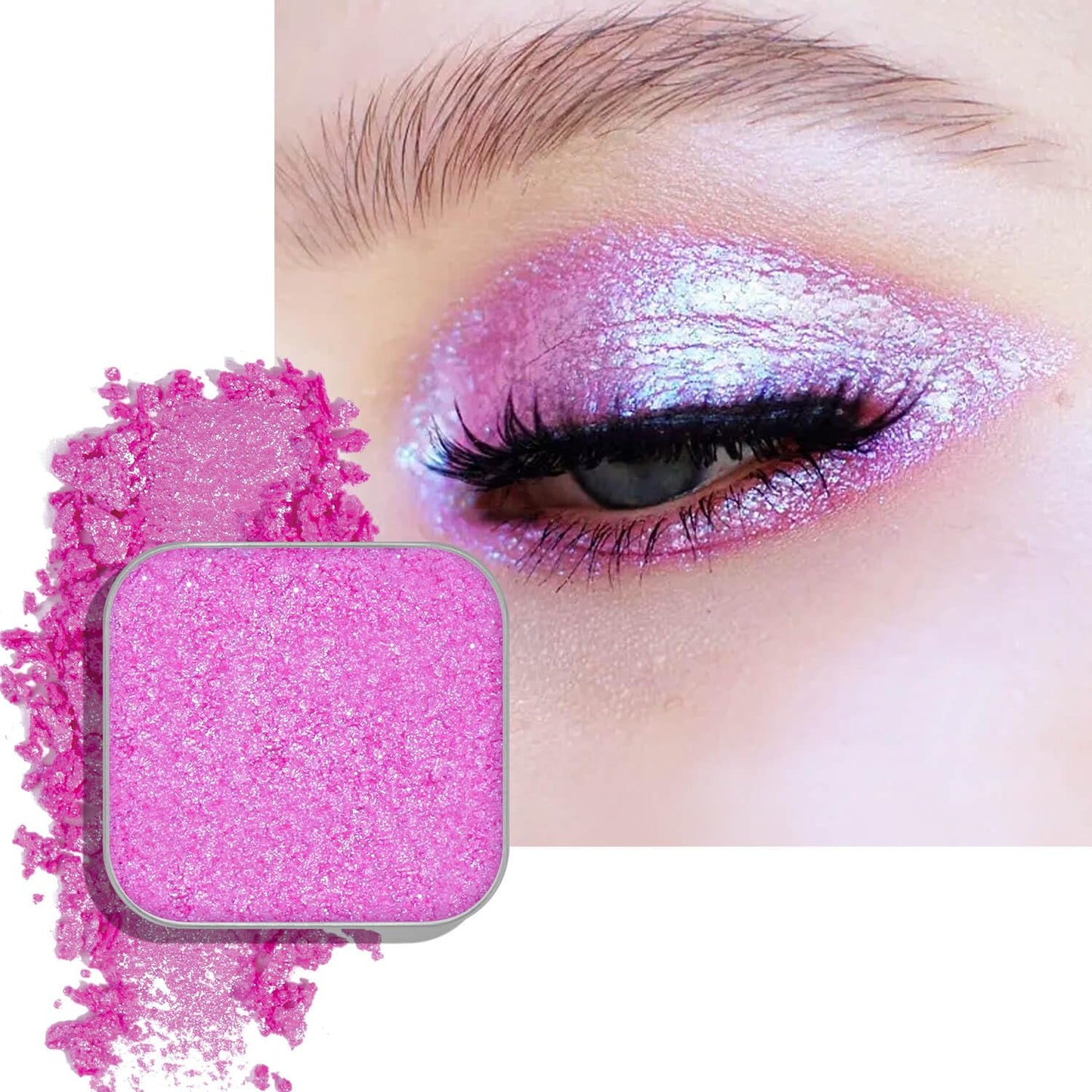 Chameleon Single Eyeshadow,Soft Pink-White,Pressed Powder,High Pigment,Smudge-Proof, Smooth Blend, All-Day Wear,Square Pan,Fits Magnetic Palettes(Opal Kiss)