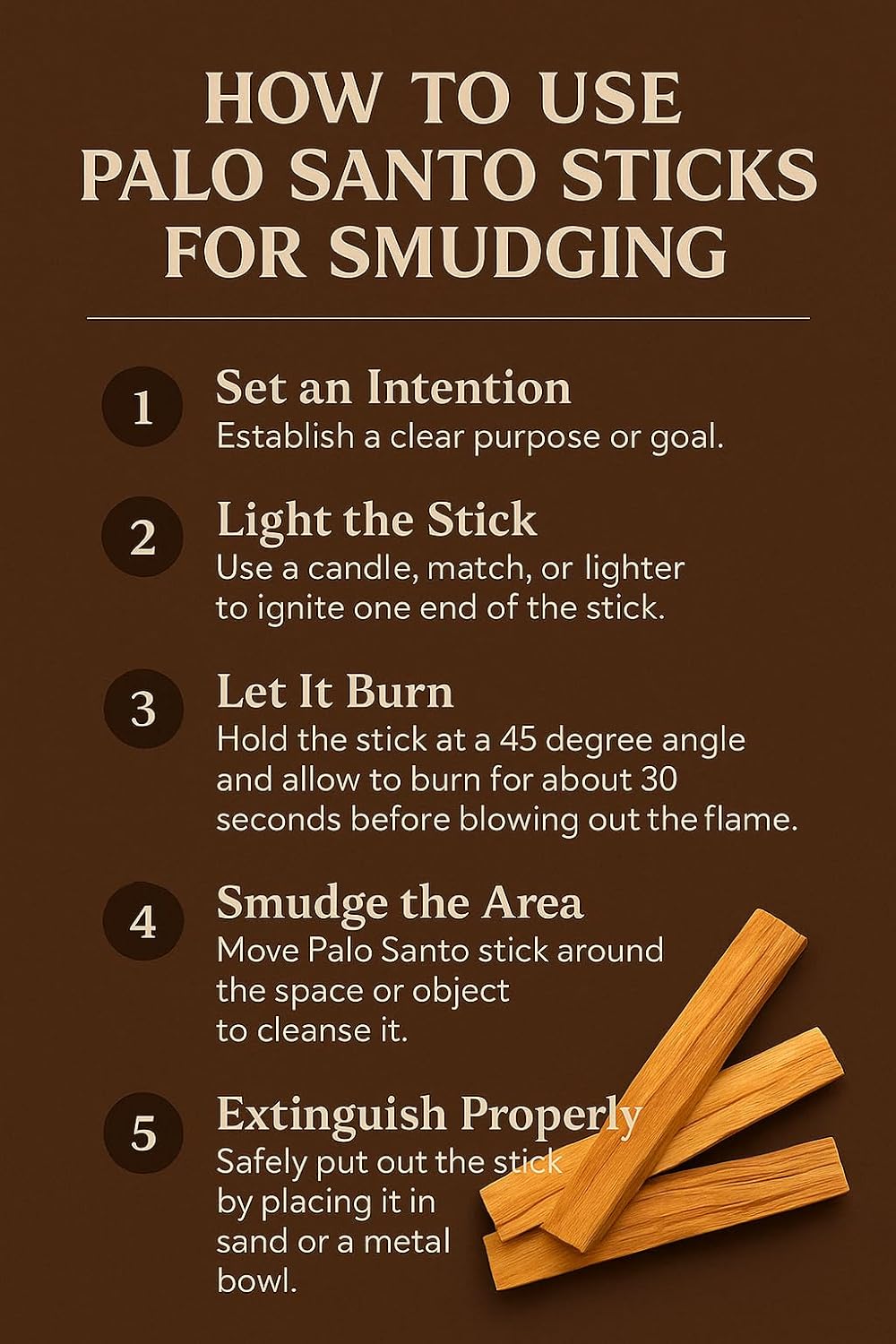 Pachamama Essentials Palo Santo Incense Sticks (4.0 inches Each) 100% Natural and Sustainable, Wild Harvested, for Smudging, Purifying, Energy Cleansing, Meditating, Yoga, Reiki. (5)