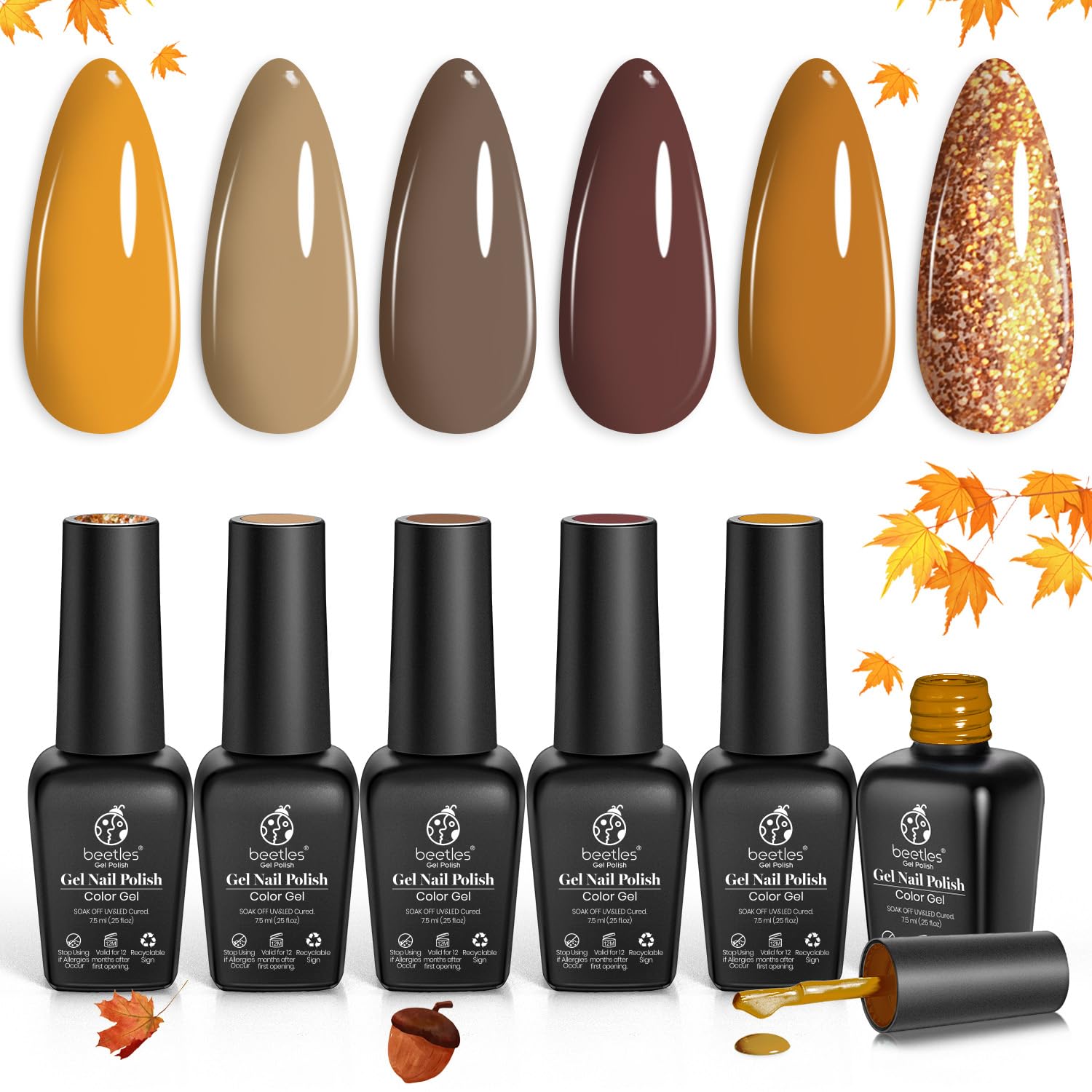 Beetles Gel Nail Polish Set, Caramel Swirl Gel Polish 6 Colors
