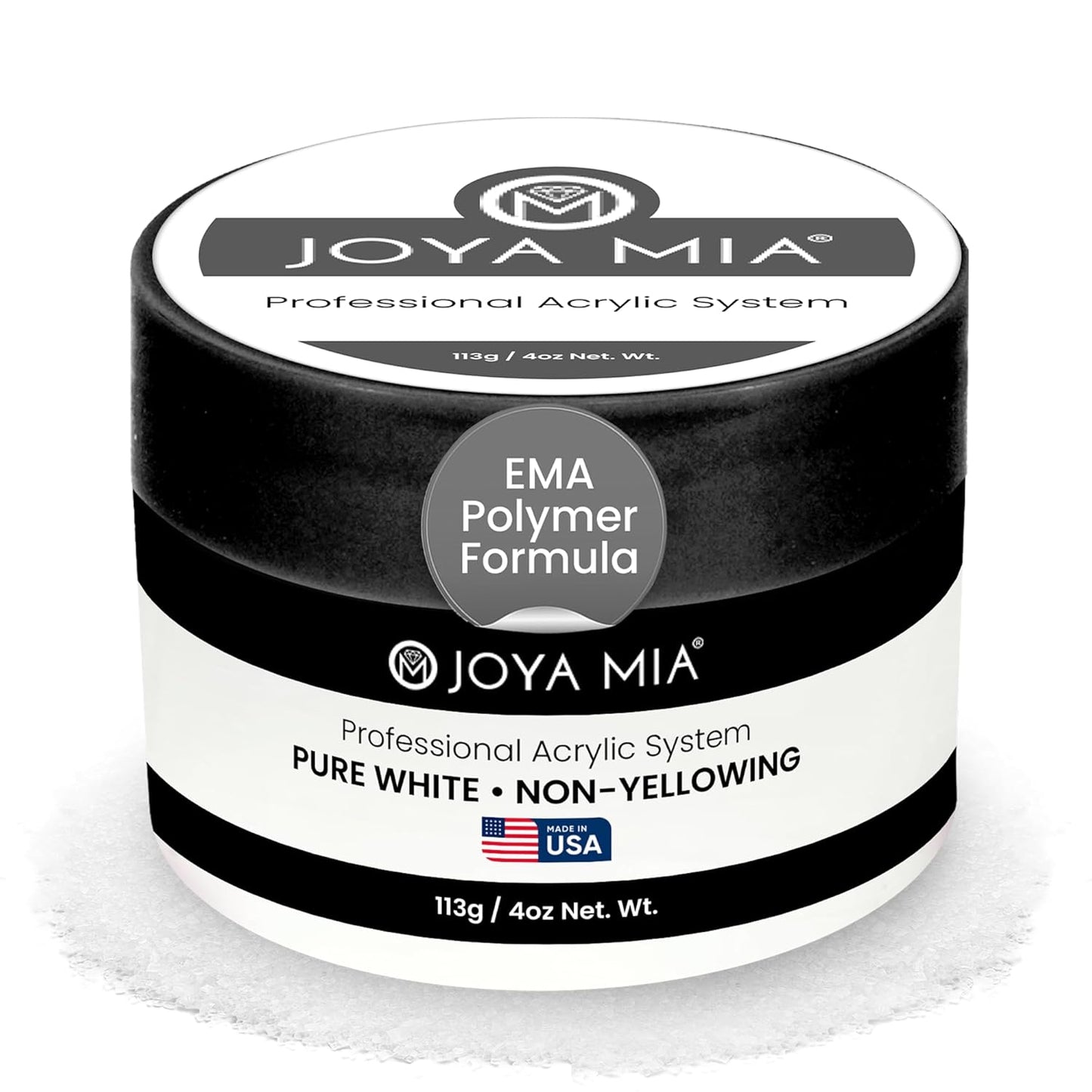 Joya Mia Acrylic Powder for Nails, MMA-Free, Super Adhesion Professional Powder for Flawless & Long-Lasting Nail Enhancements, Easy Application, Vibrant & Stunning Colors - Pure White, 4 oz