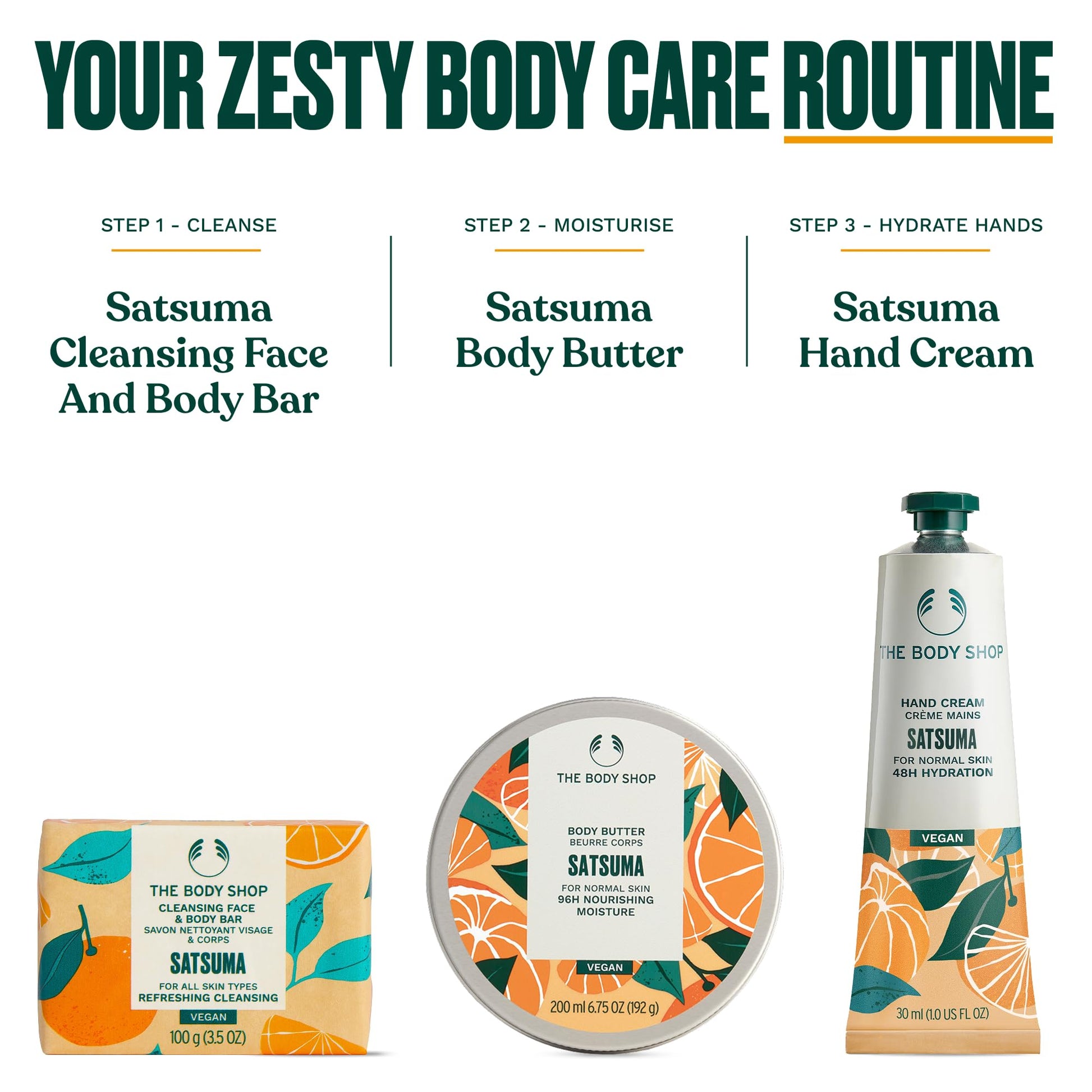 The Body Shop Satsuma Cleansing Face & Body Bar – Cleanses & Revitalizes Skin – Vegan – 3.5oz