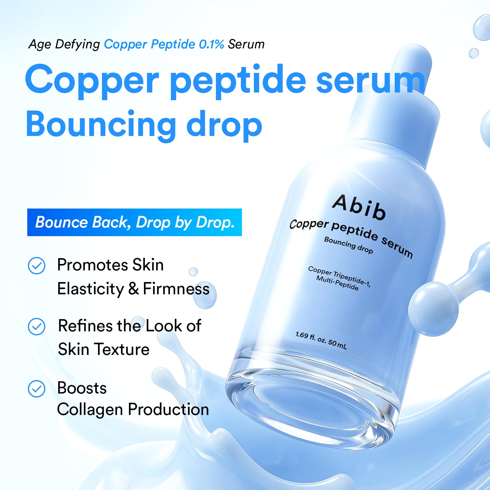 Abib Copper Peptide Serum Bouncing Drop – GHK-Cu Peptide, Argireline & Matrixyl Peptide Face Serum