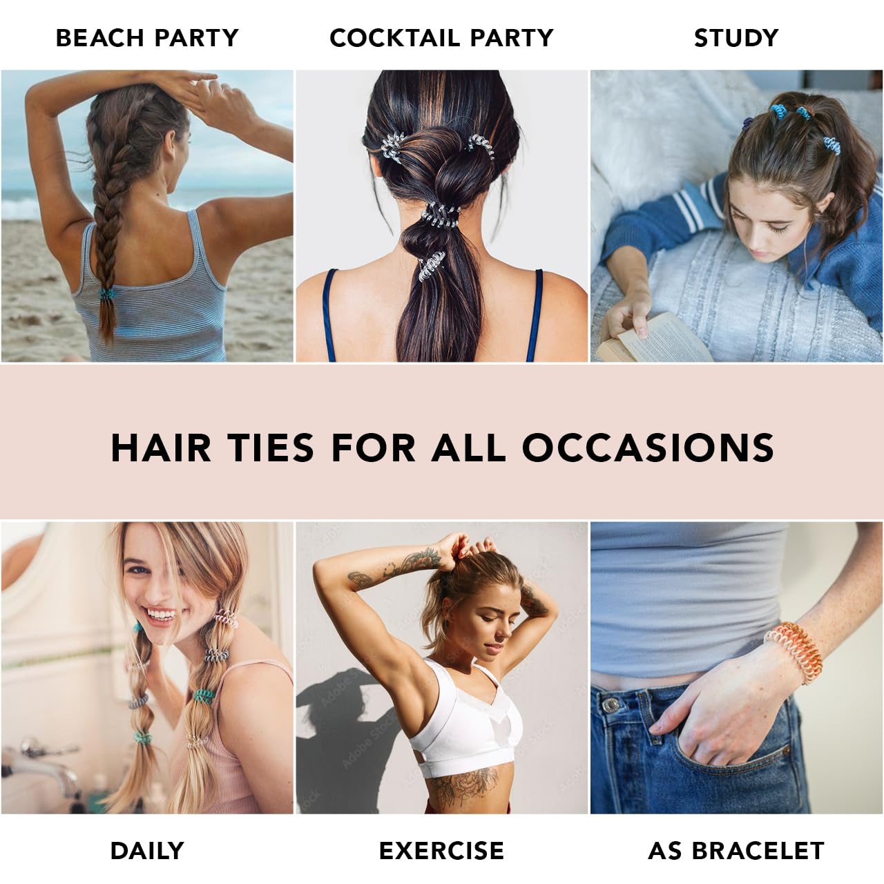 Kitsch Spiral Hair Ties for Women- Durable Hair Accessories- Brunette, 4pcs