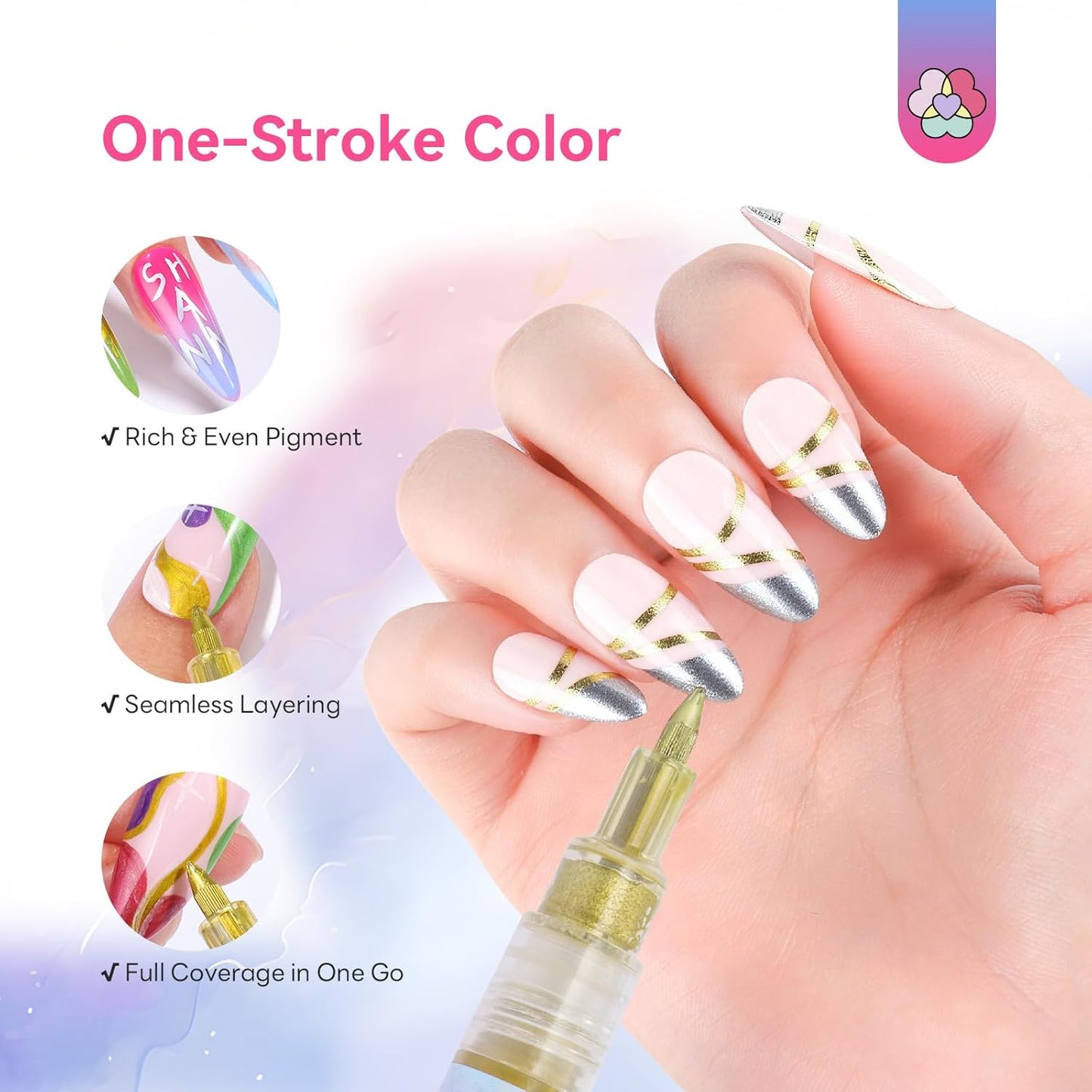 SAVILAND Essentials Nail Art Pen Set: 12PCS Quick Dry 3D Nail Polish Pens for Nail Art Design with Fine Tips Acrylic Paint Markers for Drawing Liner Dotting and DIY Manicure Tools Kit at Home