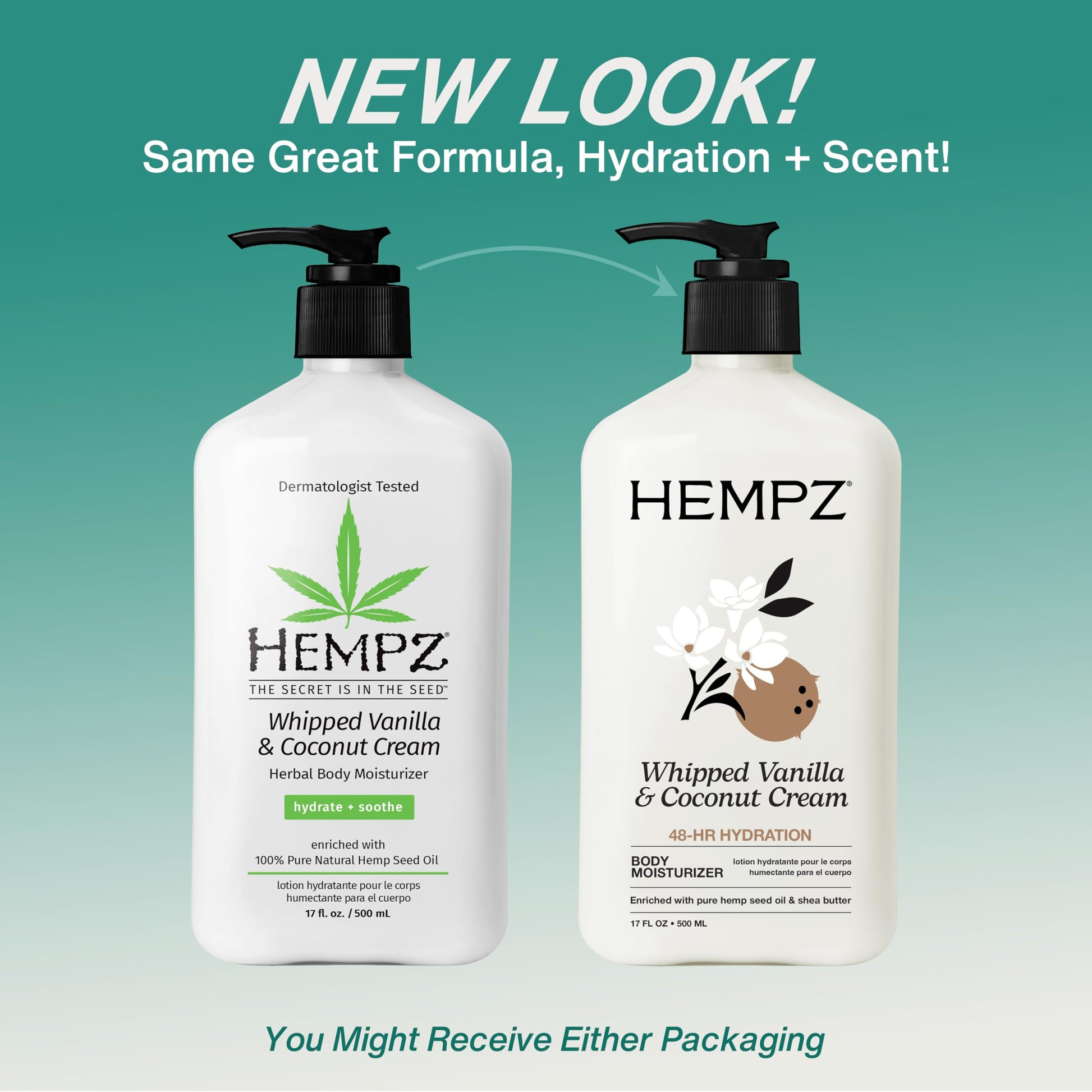 Hempz Whipped Vanilla & Coconut Cream Moisturizing Body Lotion - 17 Fl Oz