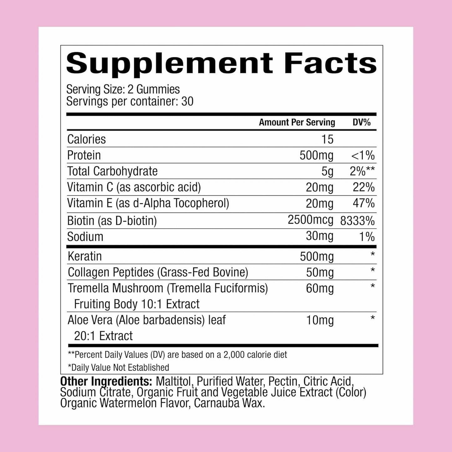 Plant People WonderBeauty Hair, Skin & Nails Rejuvenation Gummies with Tremella Mushroom, Marine Collagen Peptides, Keratin, & Biotin – Watermelon Flavor, 60 Gummies