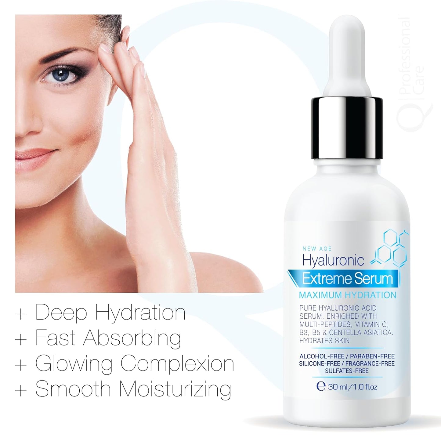 Serum for Face | Hyaluronic Acid | Vitamin C | Microneedling | HCA | Multi-Peptides, Vitamins B5, B3, Niacinamide & Centella Asiatica | Alcohol free, Fragrance-Free